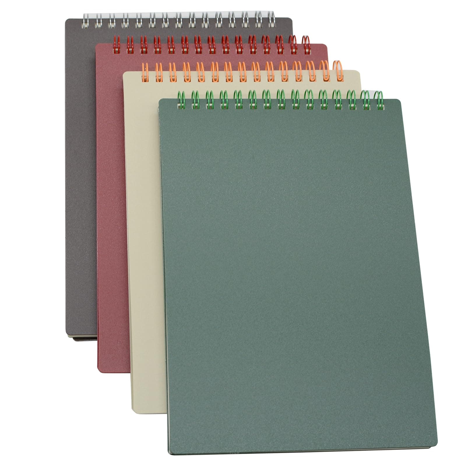 Yansanido Top Bound Spiral Notebook, 4 Pcs 4 Color A5 Size Thick Plastic Hardcover 7mm College Ruled Paper 80 Sheets (160 Pages) Journal for School and Office Supplies (4 Pcs A5)