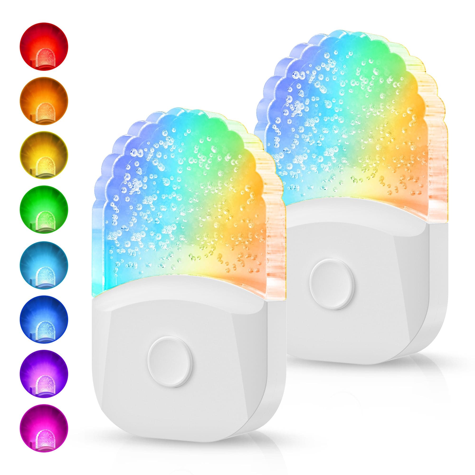Night Lights Plug Into Wall [2 Pack], Color Changing Night Light for Kids, 8-Color RGB LED Nightlight with Dusk to Dawn Sensor for Bathroom Decor, Children Room, Gift