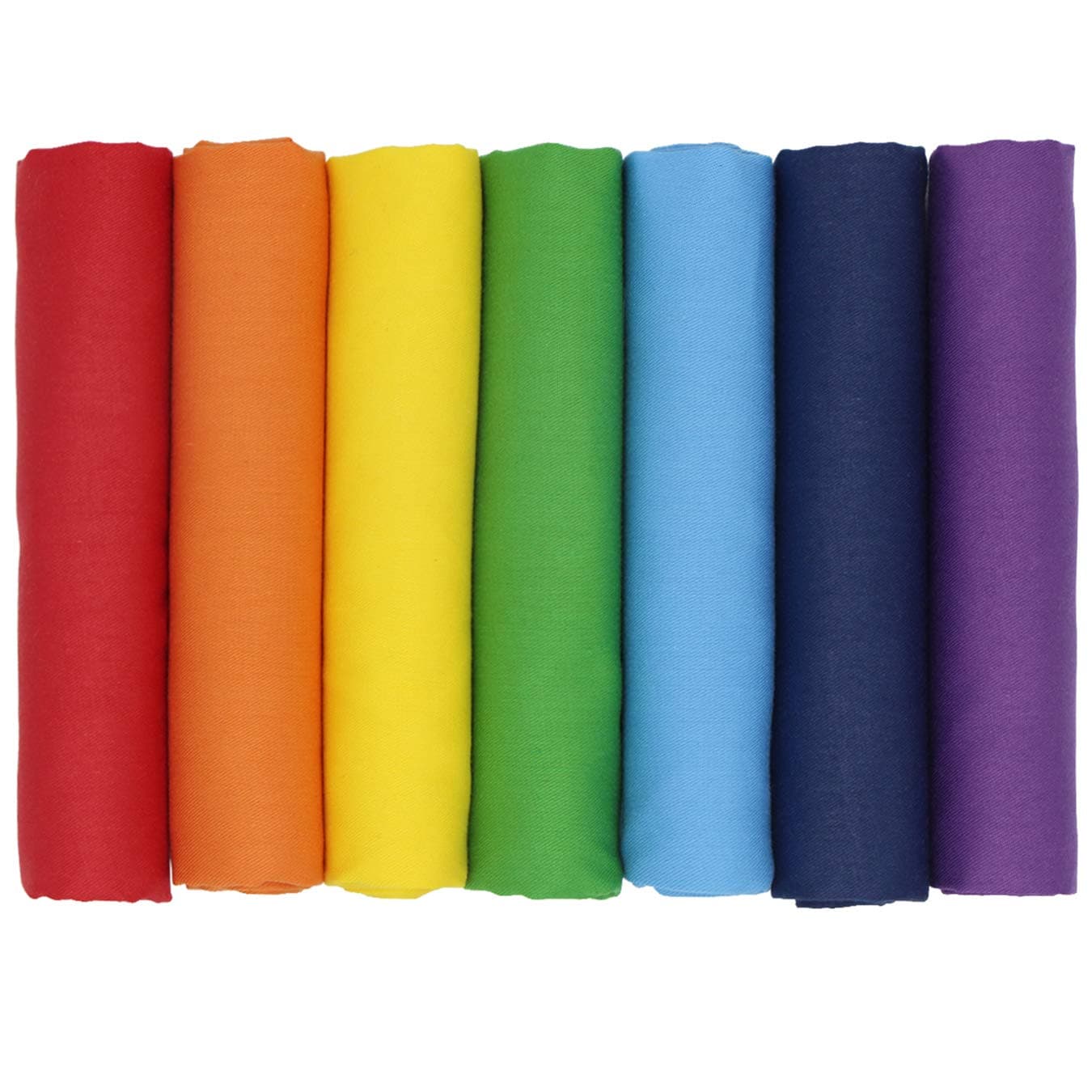 aufodara 7Pcs Cotton Patchwork Rainbow Fabric 17.7 x 19.68 Inch Solid Color Cotton Textile Bundles for Decoration Sewing Quilting DIY Crafts Pillows Bags Handwork (Rainbow)