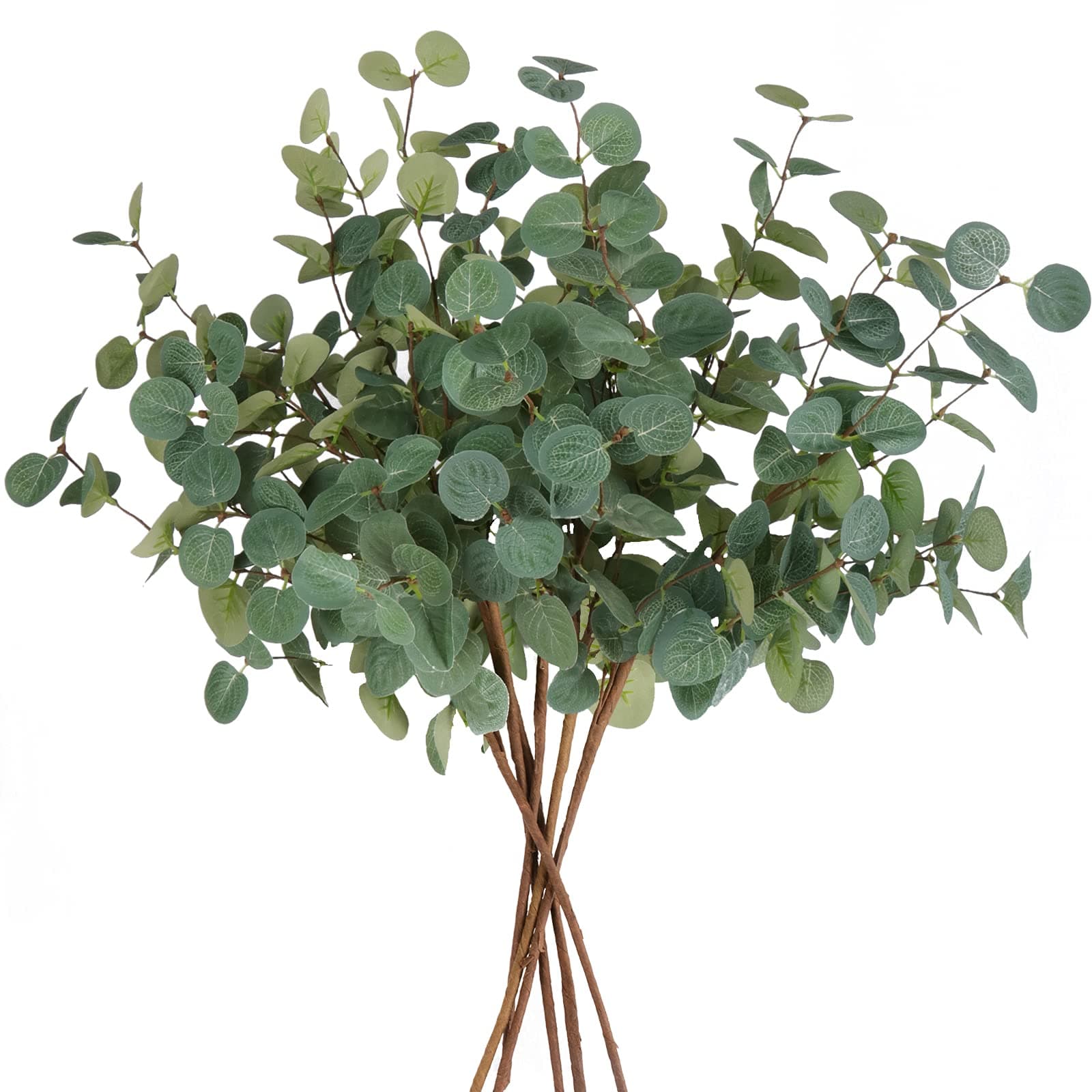 6Pcs Artificial Eucalyptus Stems Greenery Stems 24" Tall Fake Plants Decor Faux Floral Stems for Vase Home Party Wedding Decorations