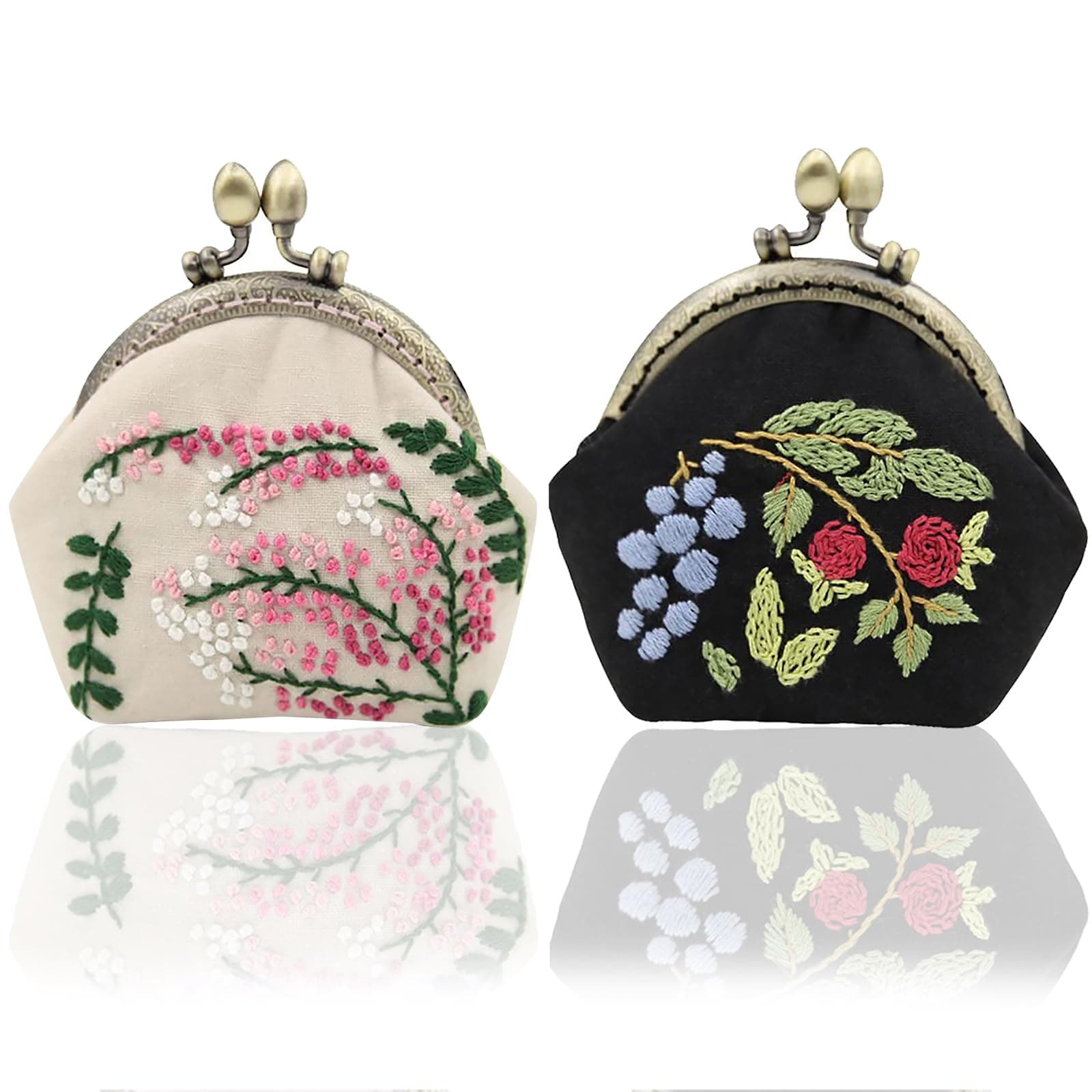 MaydearWhite Canvas Bag Embroidery Kit with pre-Printed Pattern and Instruction? DIY Crafts Supplies Embroidery Starter kit for Adults (Christmas Tree), off-white-A