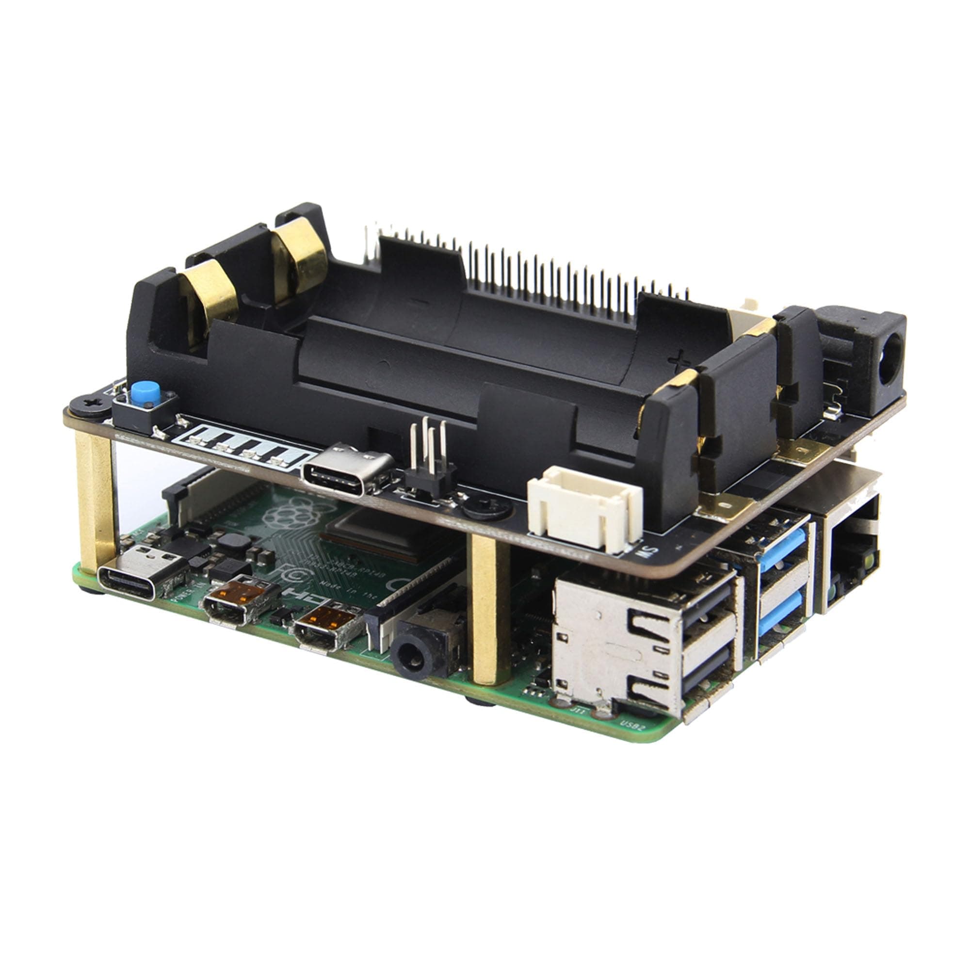 Geekworm Raspberry Pi UPS, X728 V2.3 (Max 5.1V 6A) 18650 UPS & Power Management Board with Power Loss Detection, Auto On & Safe Shutdown Function for Raspberry Pi 4B/3B+/3B