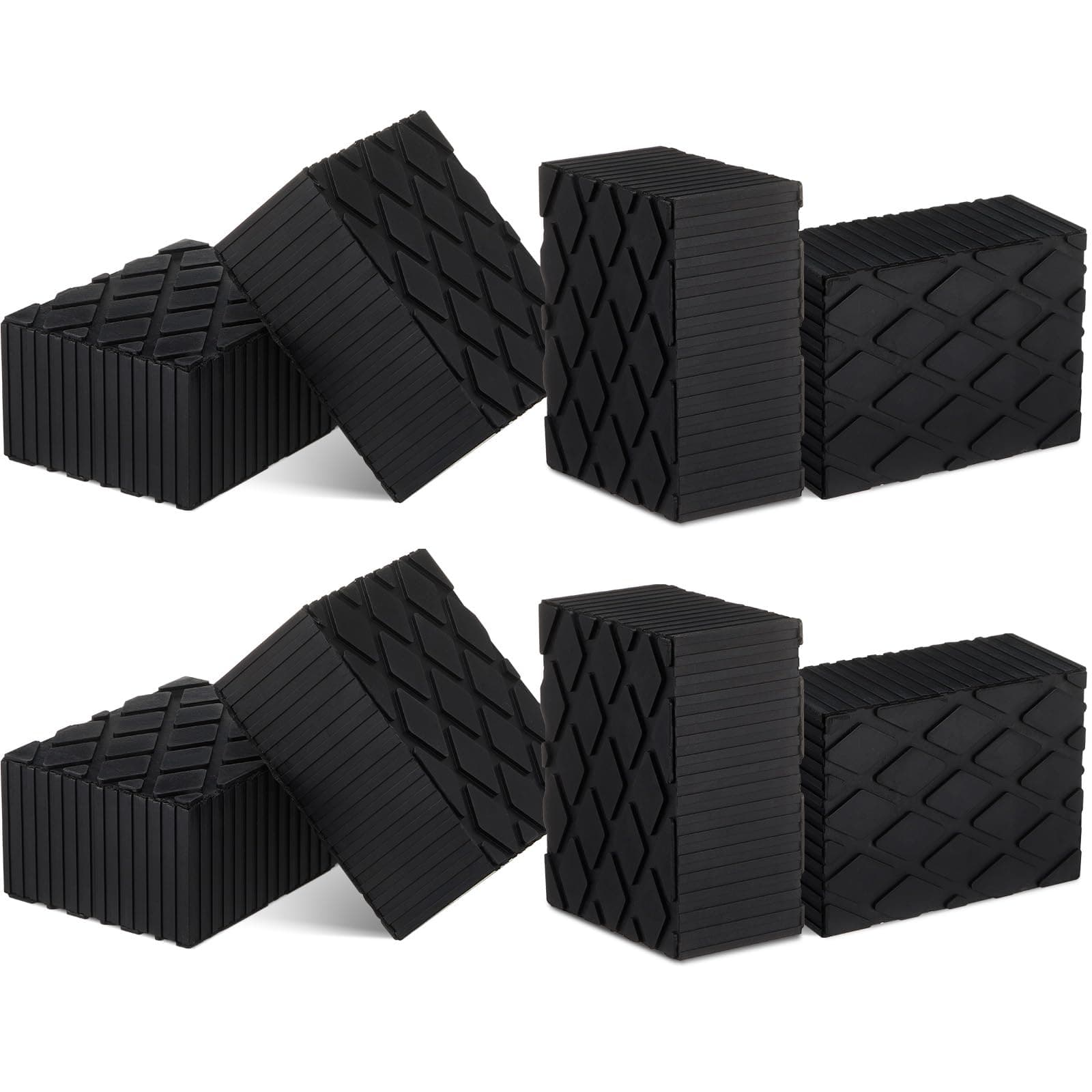 Pangda 8 Pack Solid Rubber Auto Lift Pads 6-3/8" x 4-3/4" x 3.15" Anti-Skid Lift Block Spacer Pad for Automobile Car Lifts, Jacks and Racks, 4000 Lbs Capacity