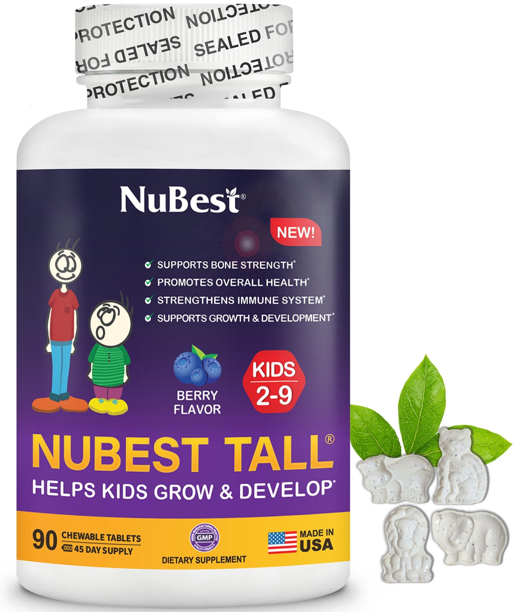 Tall for Children Age 2-9 - Advance Bone Strength & Develop (Pack 1-90 Count - Type: 90 Count/Bottle)
