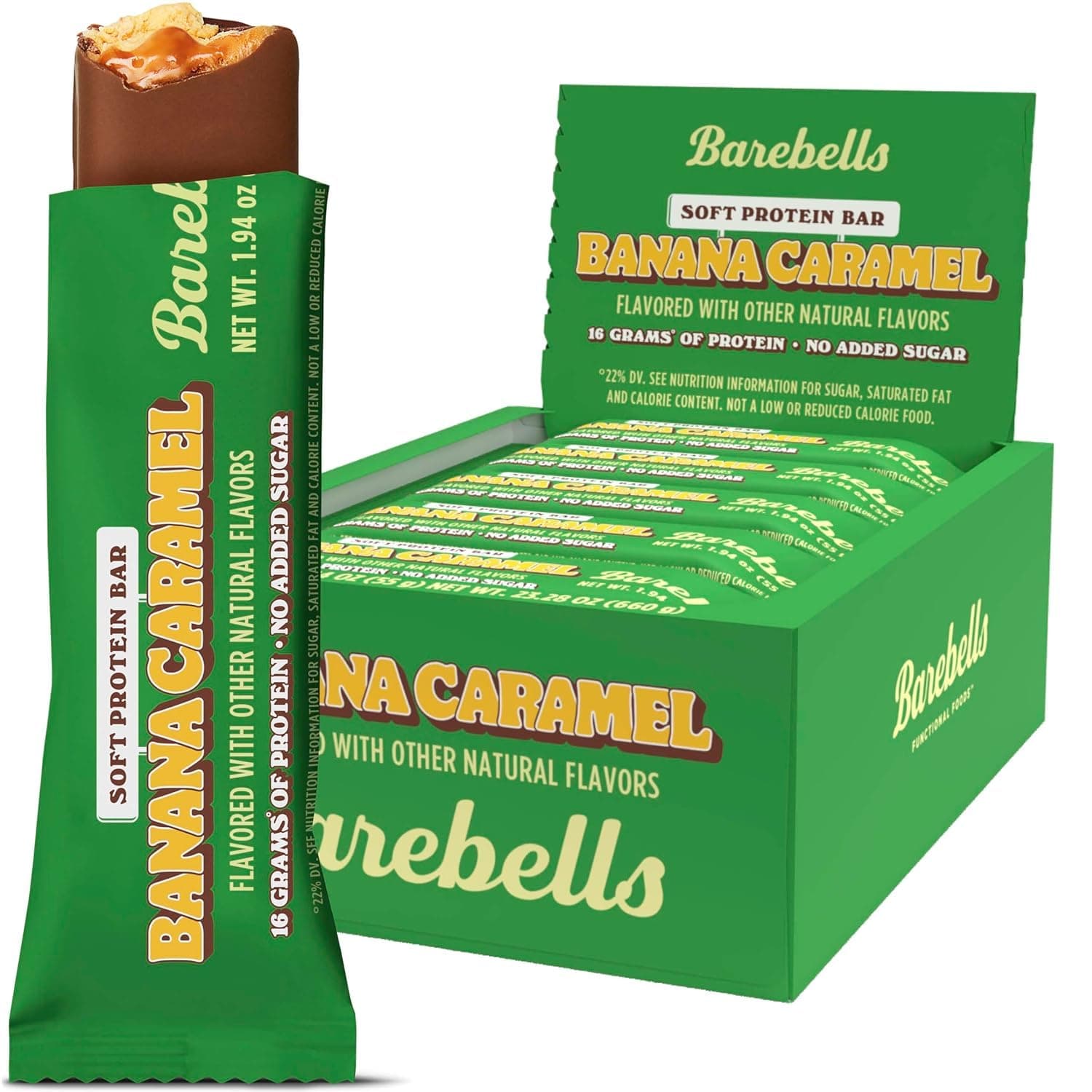 Barebells Protein Bars - 12 Count, 1.9oz Bars -Snacks with High Protein - Chocolate Protein Bars - Perfect on The Go Protein Snack & Breakfast Bars (Soft Bars - Banana Caramel, 12 Count (Pack of 1))