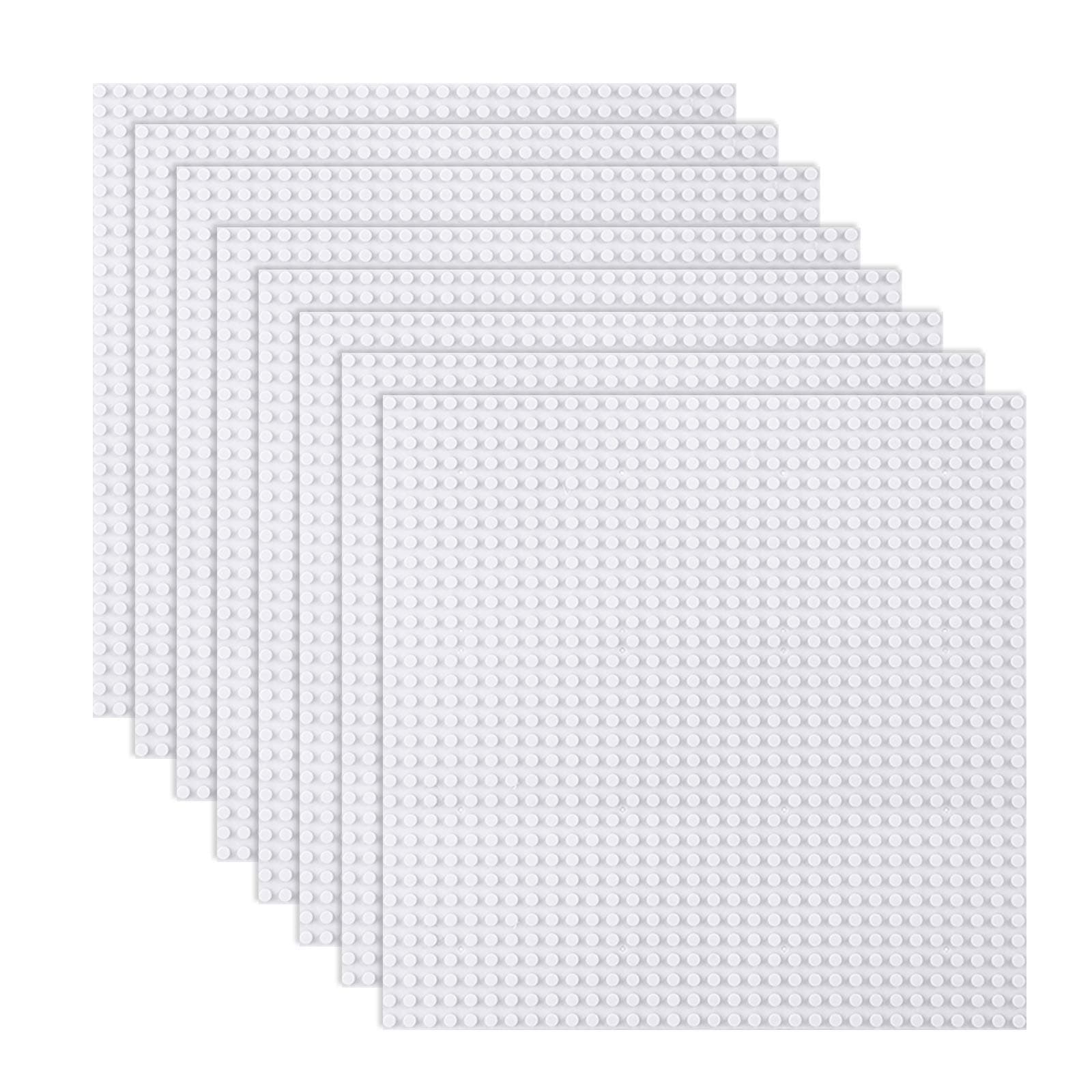 LVHERO Classic Baseplates Building Plates for Building Bricks 100% Compatible with All Major Brands-Baseplate, 10" x 10", Pack of 8 (White)