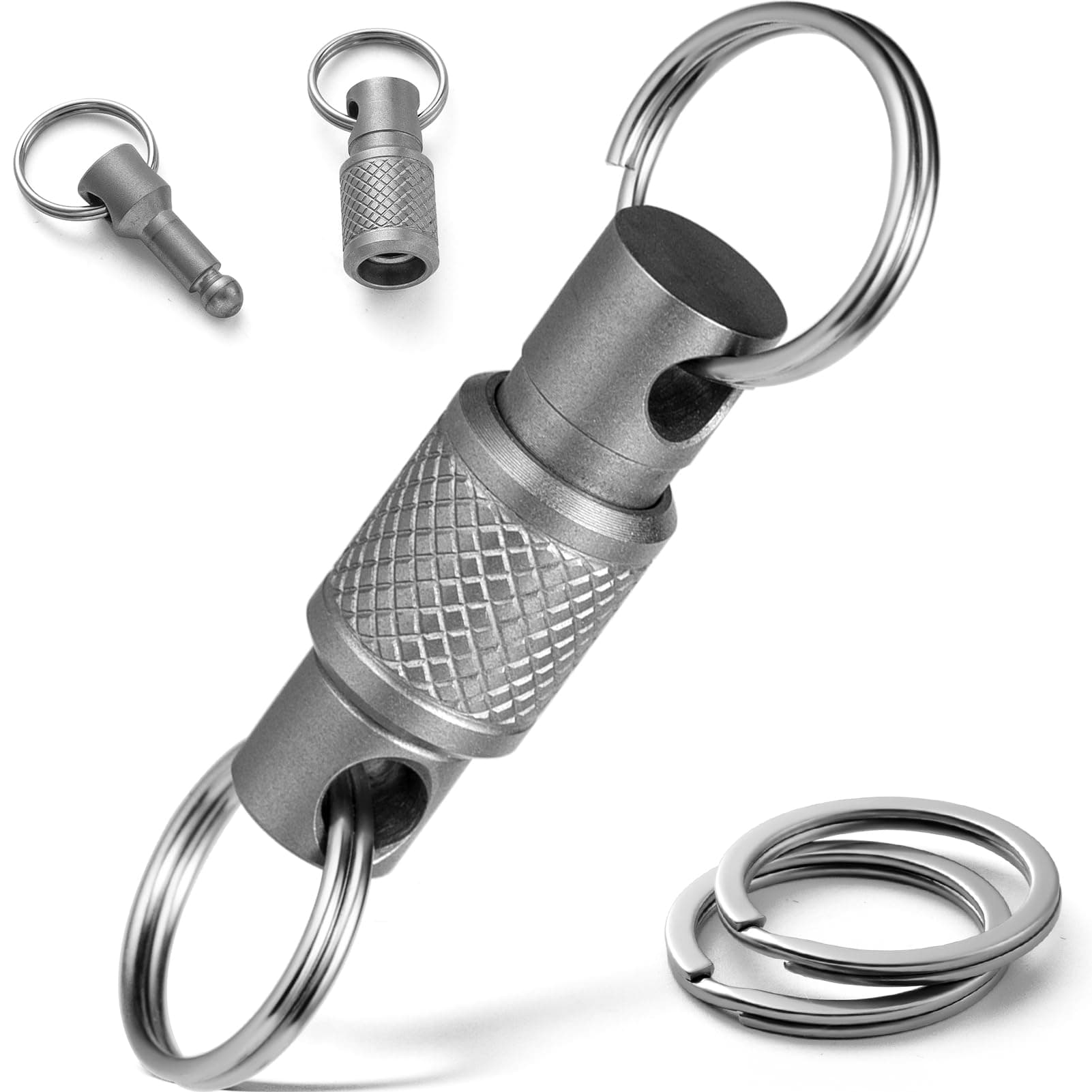 Titanium Quick Release Swivel Keychain, Pull Apart Detachable Keychain Heavy Duty Car Key Holder with Key Rings