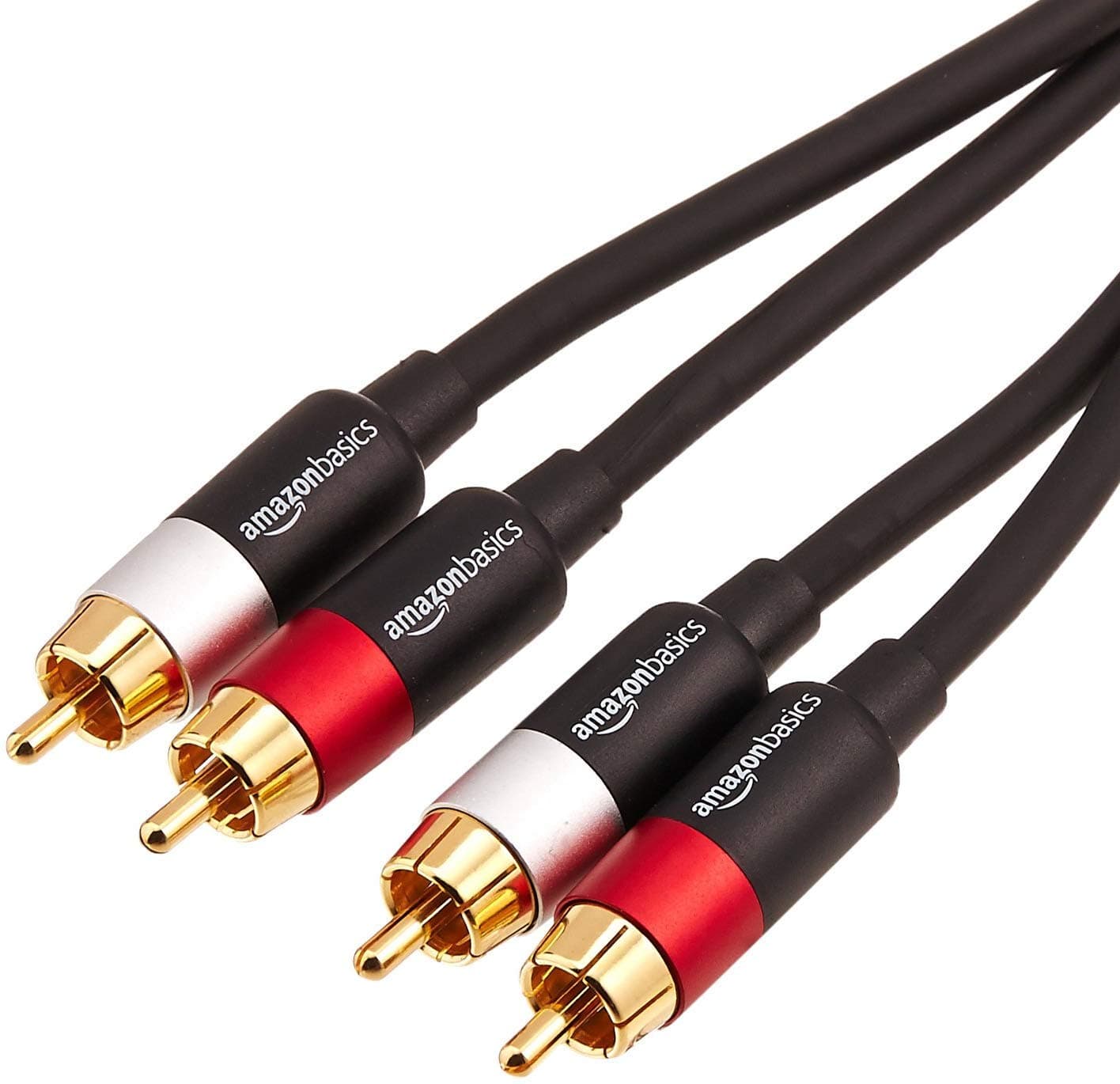 Amazon Basics RCA Audio Cable 1.2m (2 RCA Male to 2 RCA Male) for Speakers, Black