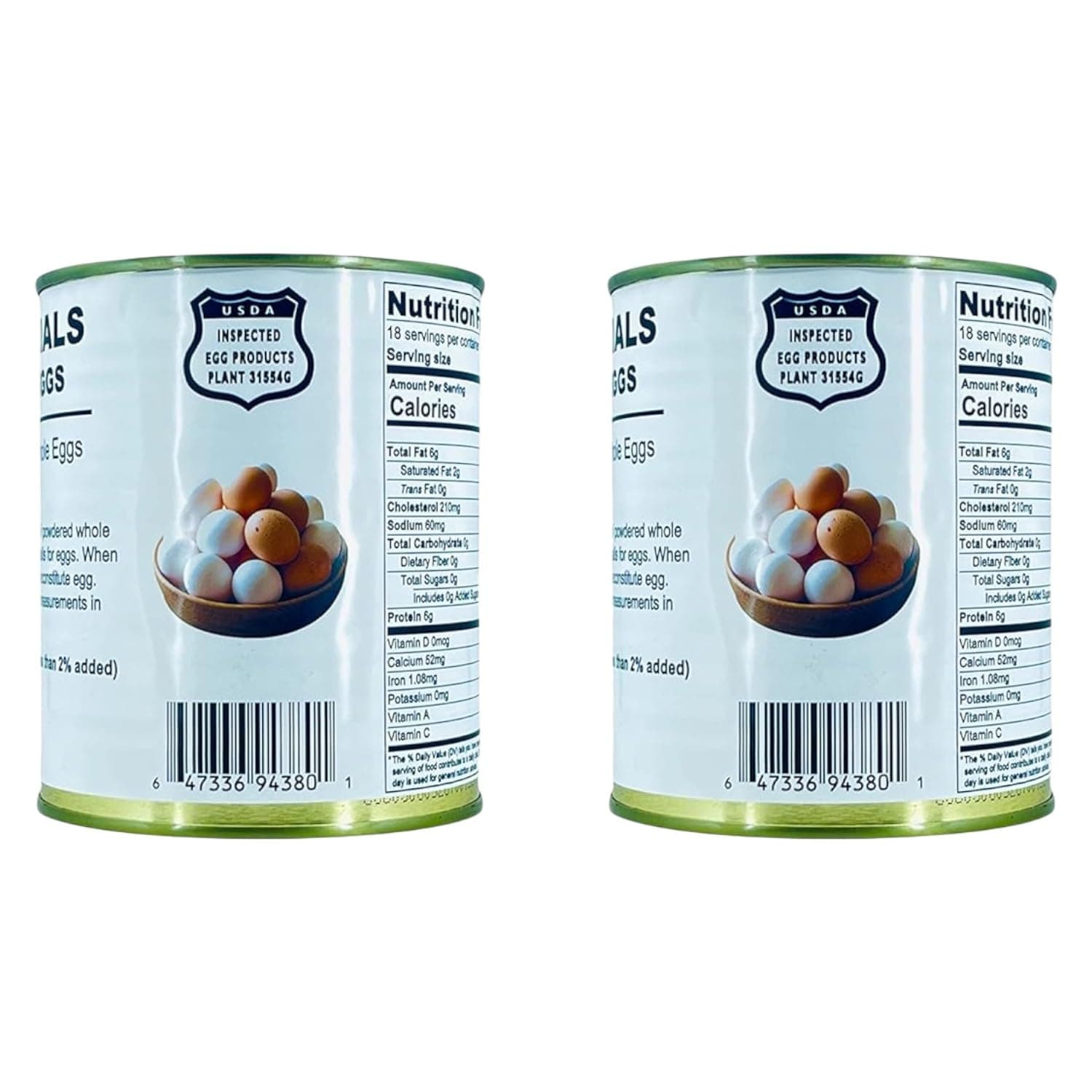 Future Essentials Powdered Whole Eggs – 10-Year Shelf Life, Easy Prep Powdered Eggs for Survival – Ideal for Emergency Kits, Camping, Baking, & More – 8 oz #2.5 Size Can, 18 Servings, Pack of 2