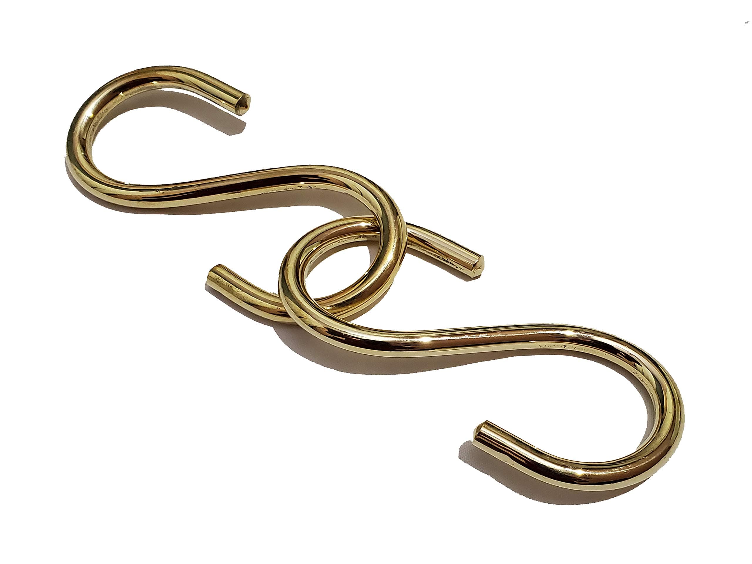 Pure Source India S Hook, Made in Pure Brass, 2 Pcs.