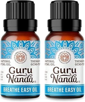 GuruNanda Breathe Easy Essential Oil, Blend of 100% Natural & Pure Essential Oils, Aromatherapy Blend for Helps in Promoting Nasal Breathing (2X0.5 Fl Oz)