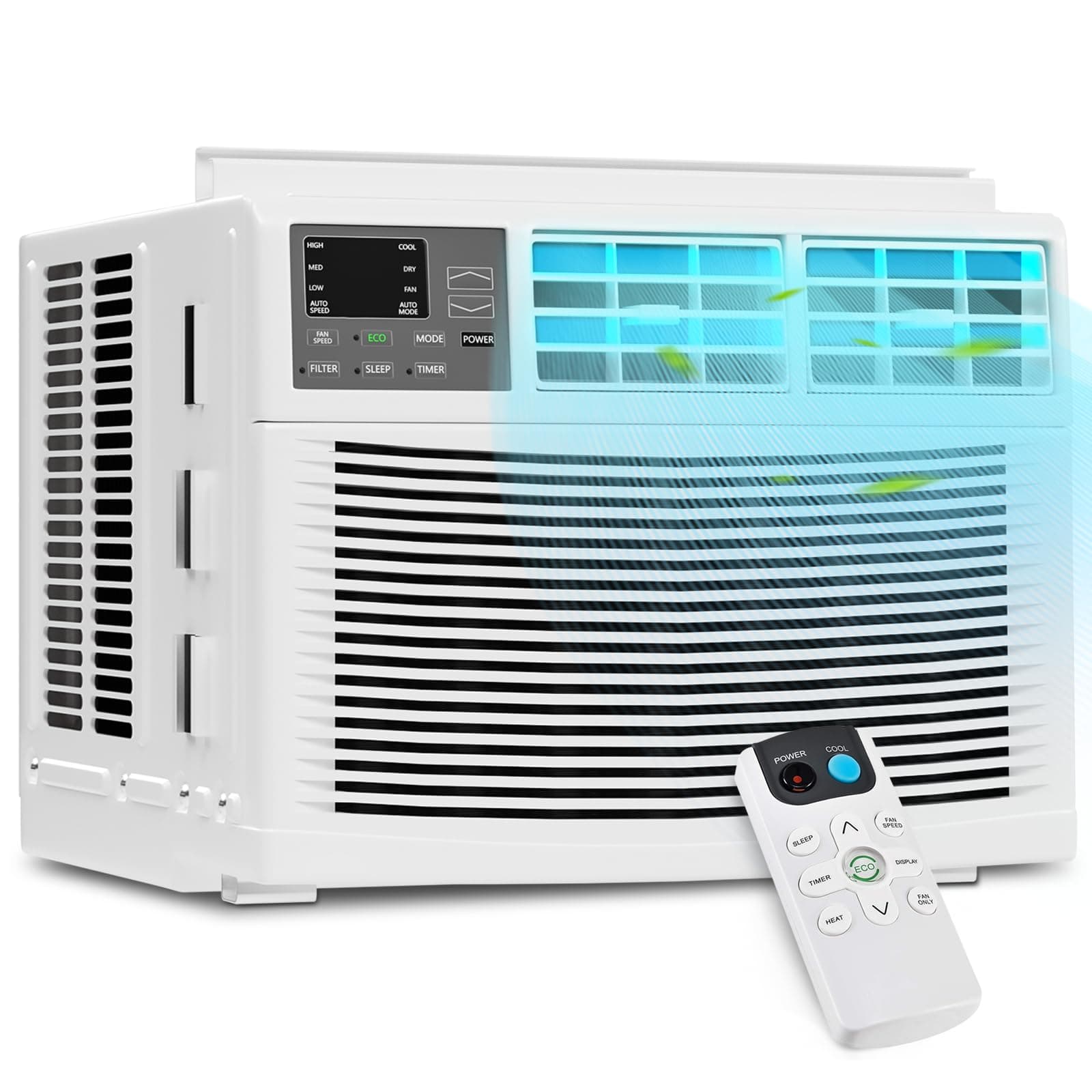 Window Air Conditioner with Dehumidifier, 115V Small Window AC with 3 Speeds, Panel Control, and 24H Timer for Apartment, Dorm (12000 BTU)