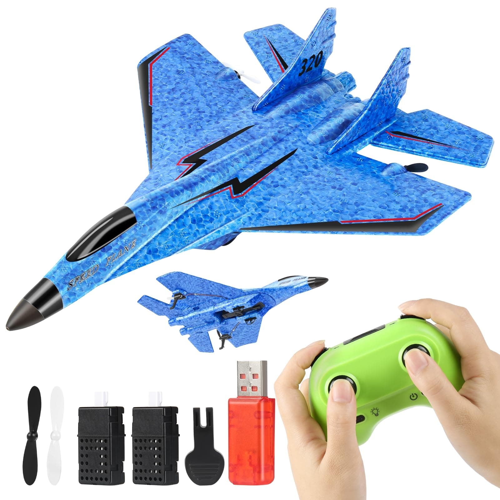 RC Plane, Remote Control Airplane Toy - RC Plane Remote Control Planes 2CH 2.4Ghz Rc Aircraft with Lights, Outdoor Foam Durable Rc Aircraft Foam RC Airplane Jet for Kids Adults Hobby Toys
