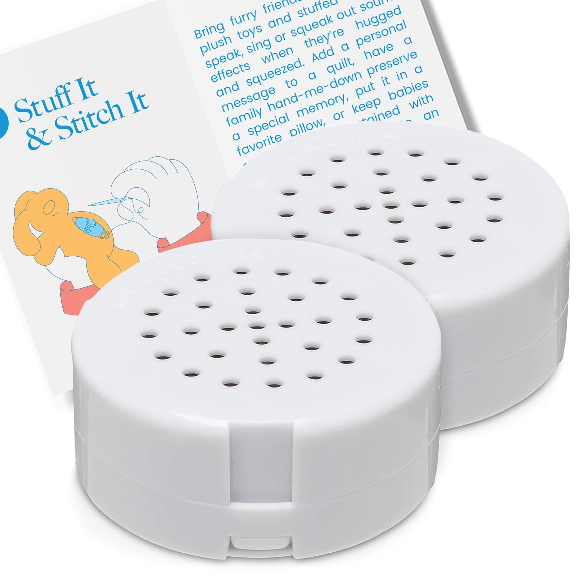 VoiceGift 60 Second Multi-Message Voice Recorder, Record Custom Messages for Plush Toy, Stuffed Bear Toy, Baby Doll Toy, and Pillow (2 Pack)