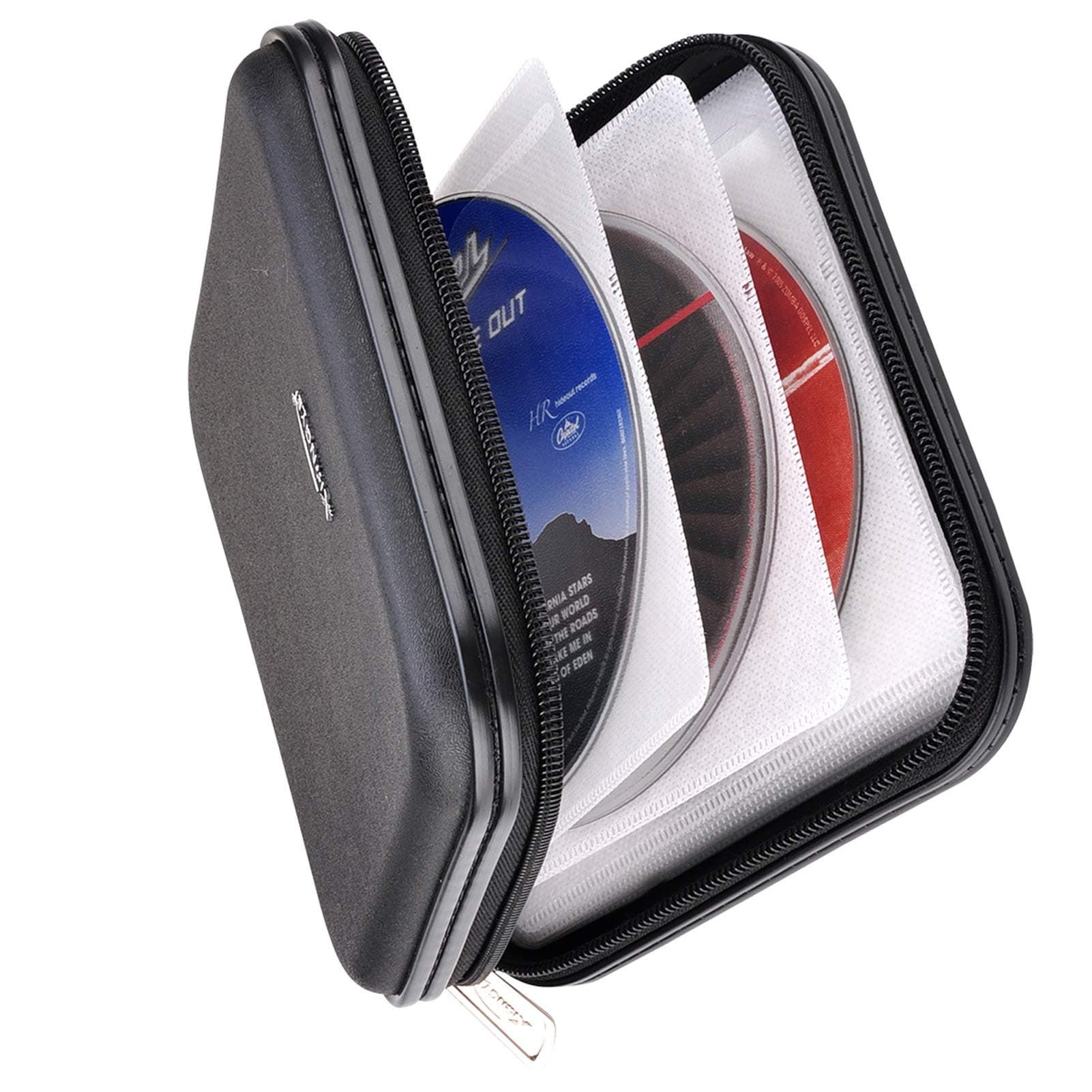 CD DVD Wallet, 32 Capacity Heavy Duty, DVD CD Case Holder for Car, Portable DVD/VCD Storage Disk, Hard Shell Sturdy case , Car CD Disk Holder, Booklet, Blu-ray Wallet (32 Capacity,Black)