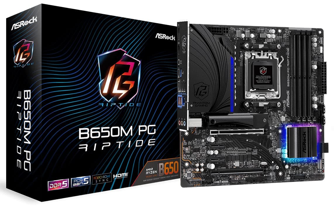 B650M PG Riptide AMD Ryzen 7000 Series Processors Motherboard