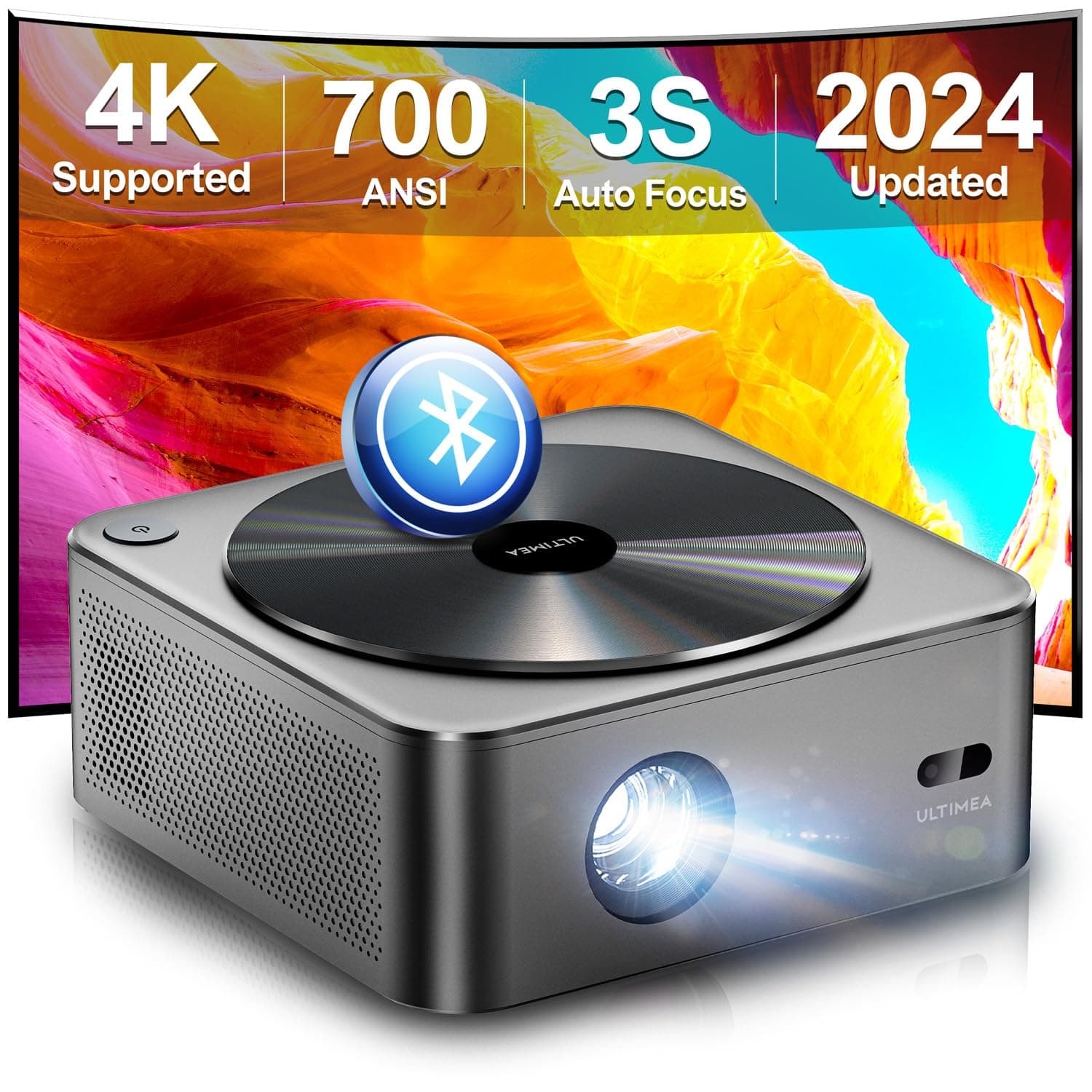 ULTIMEA Projector 4K Decoding HDR10, Bright Edges 700 ANSI Lumens WiFi Bluetooth Projector, Obstacle Avoidance, Auto Focus, Intuitive OS, 6D Keystone Home Cinema Proyector, Native 1080P, Apollo P40