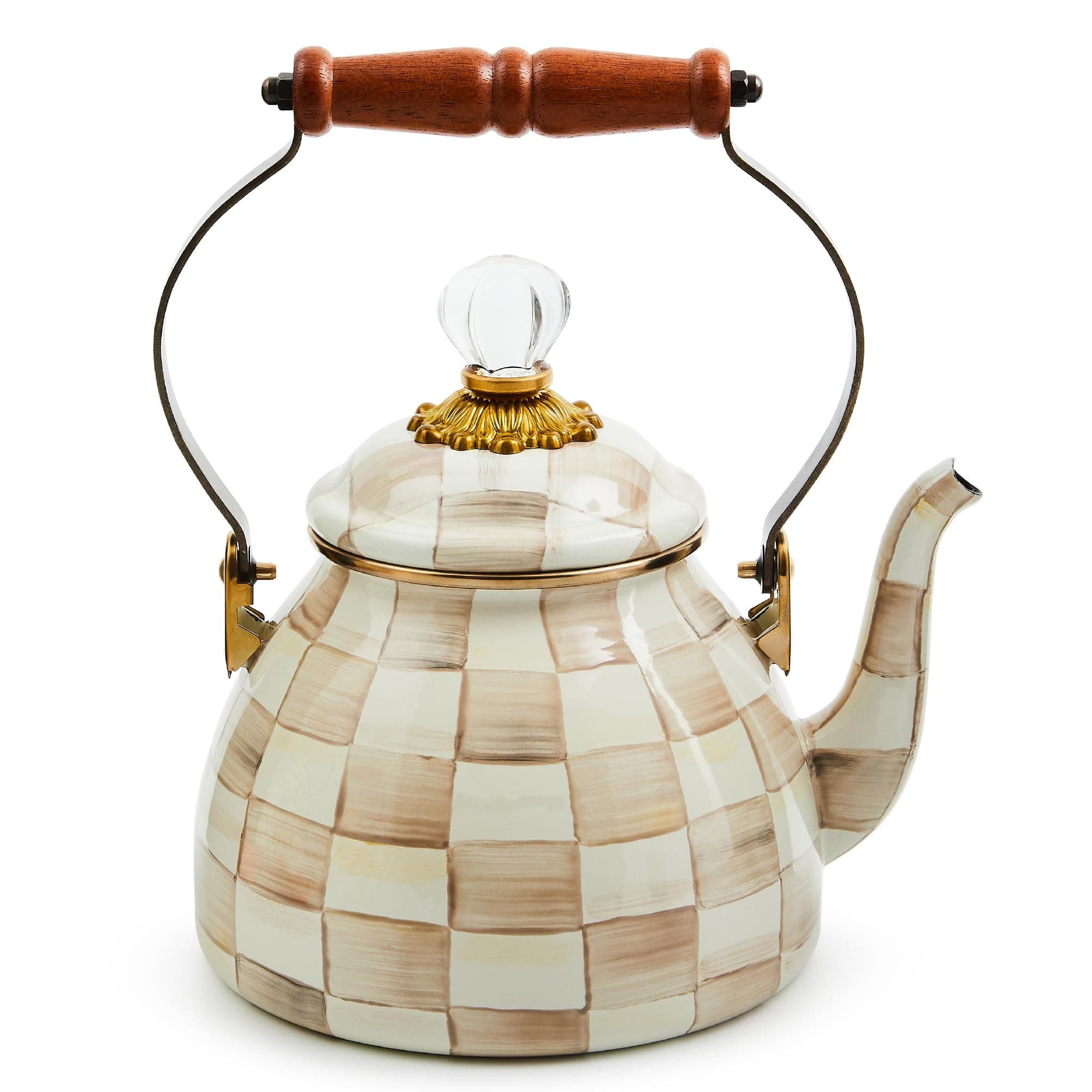 MACKENZIE-CHILDS Mocha Check 2-Quart Tea Kettle