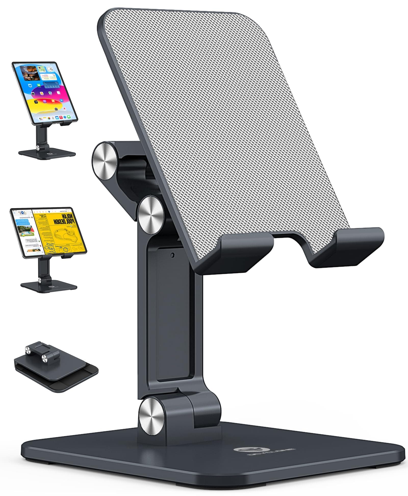 OCYCLONE Tablet Stand Compatible with iPad Holder for Desk, FoldableTablet Holder Portable Monitor Stand - Black