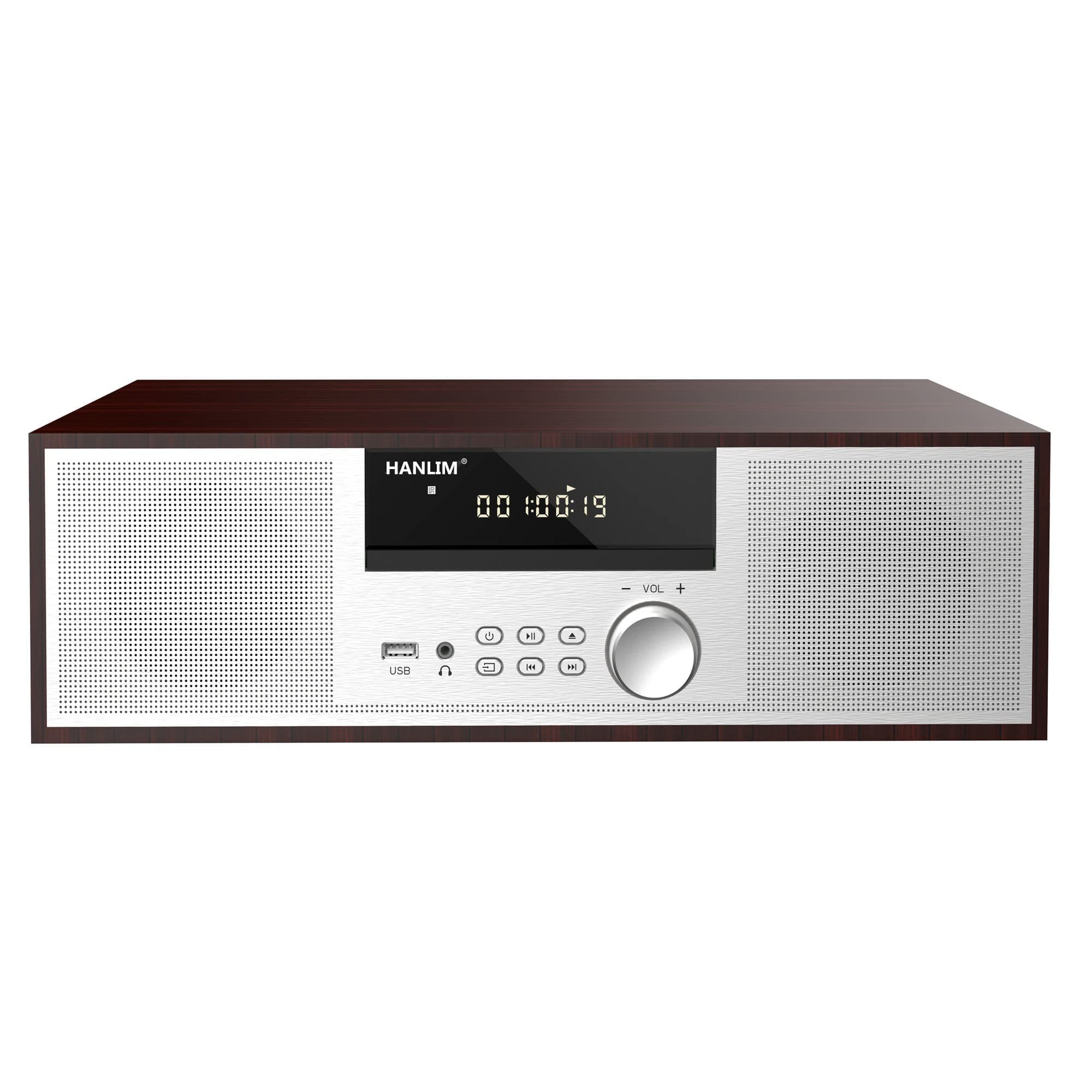 Vintage Micro HiFi System CD Player 40W CD Stereo Mini Component, FM/Bluetooth Compatible/USB/AUX/Remote Control/Headphone Jack, Compatible with High Resolution Sound Source,Silver,Wooden