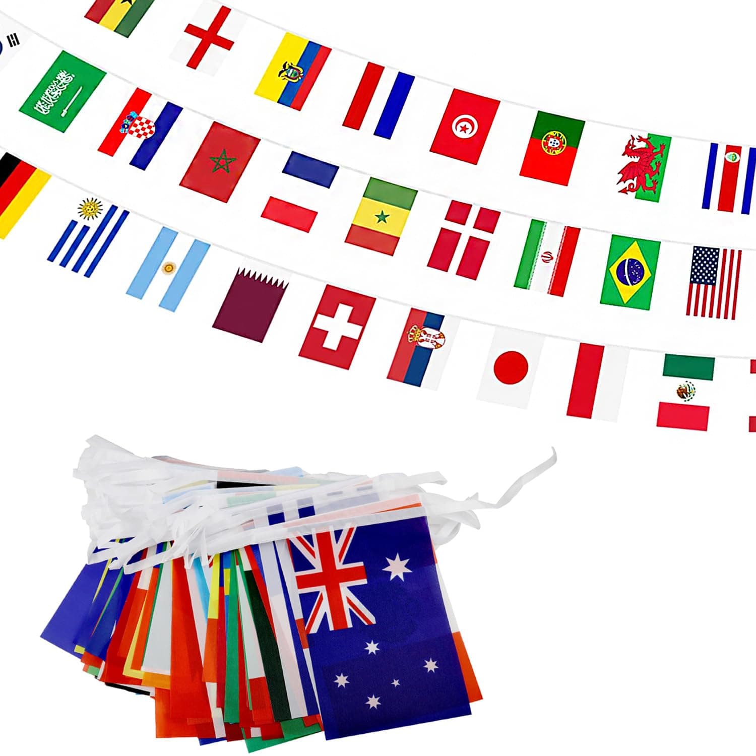 190 Ft 200 Countries String Flags Vibrant International Bunting Banners for Party Decorations, School Events Sports Clubs, and Grand Openings
