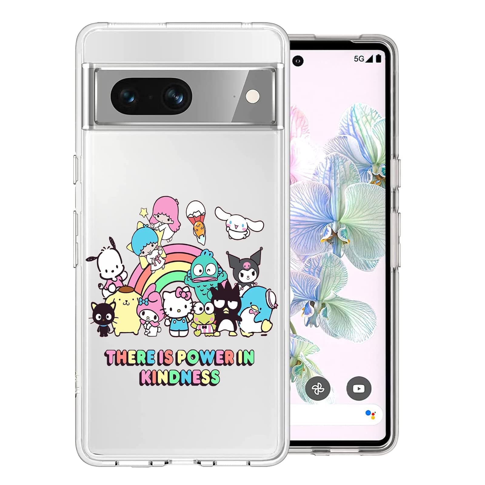 Kawaii Case Compatible with Google Pixel 7,Hello Cat Big Ear Dog Rabbit Friends Print for Girl Women Kids Transparent TPU Bumper Clear Phone Case Cover Designed for Google Pixel 7
