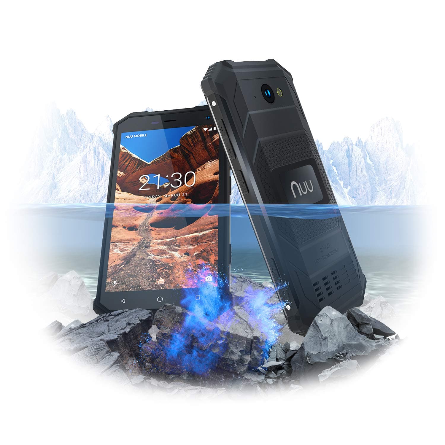 NUU Mobile R1 Unlocked Rugged Cell Phone - 5.0" Android Smartphone - Black