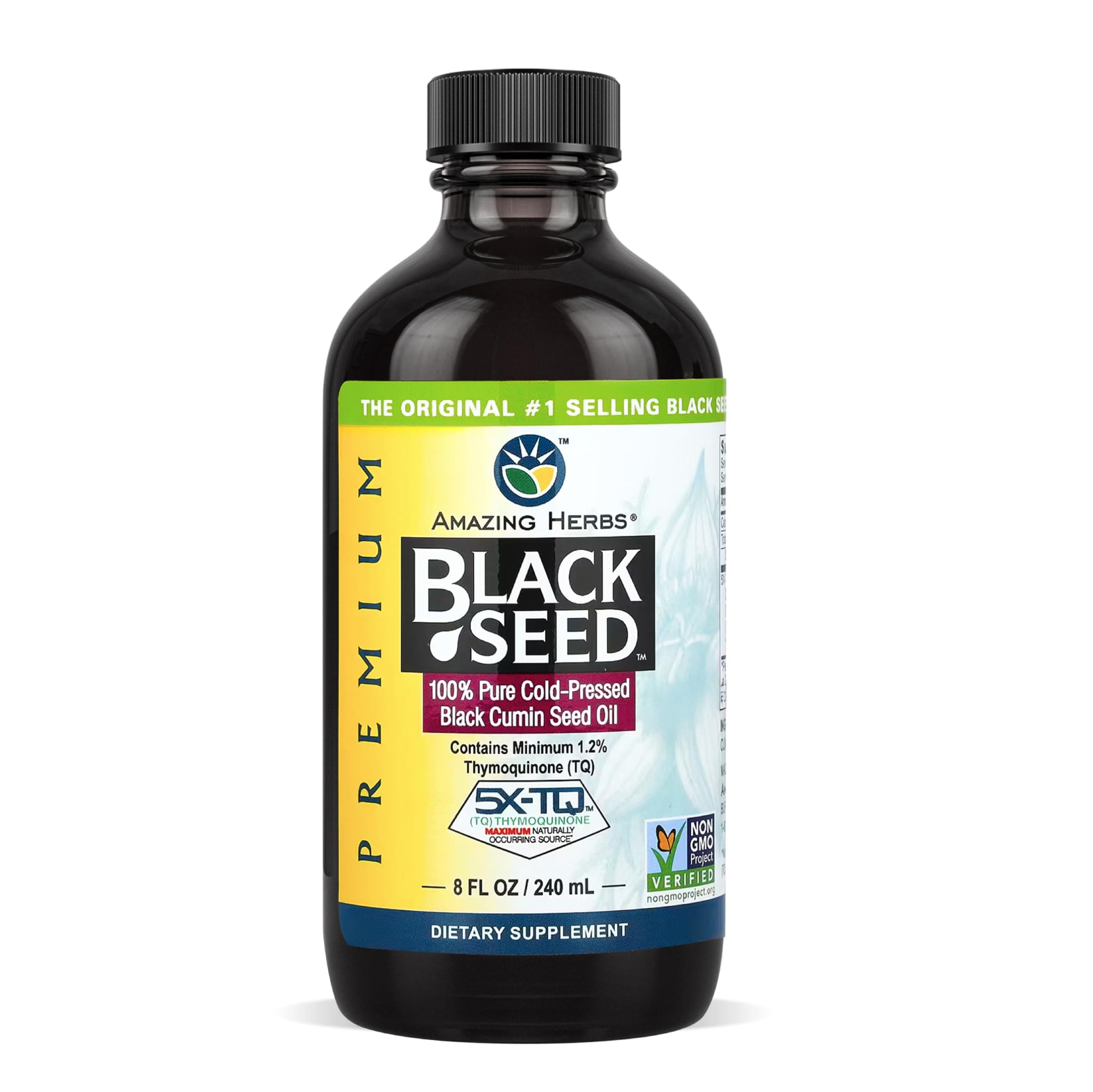 Premium Liquid Black Seed Oil - Cold Pressed with Nigella & Sativa, Aids in Digestive Health, Omegas 3 6 & 9, Immune Support, Brain Function, Non GMO, for Men and Women - 8 Fl Oz