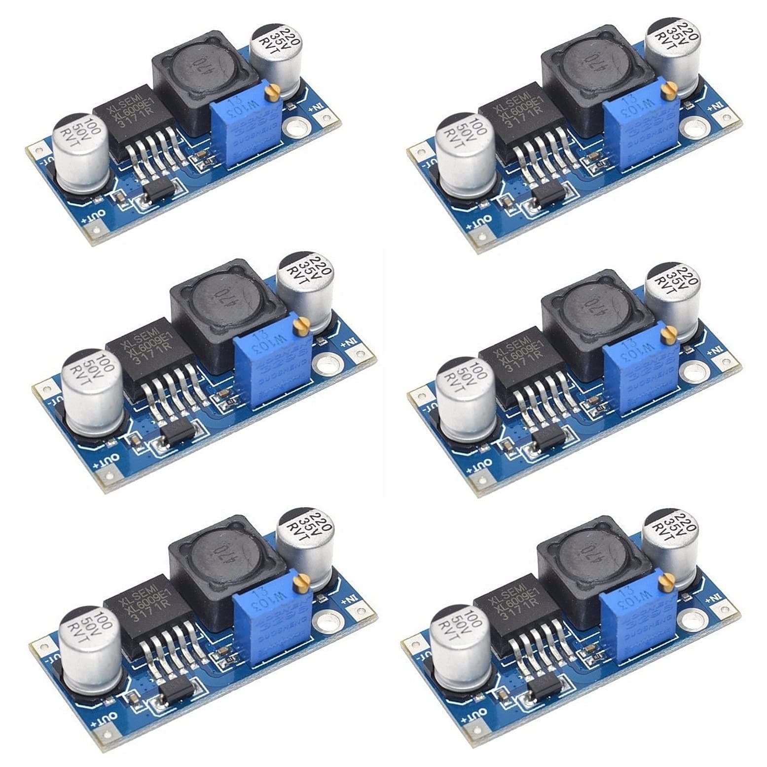 JZK 6 PCS Boost module boost converter DC to DC 3.0-30 V to 5-35 V output voltage adjustable step-up circuit board, step up transformer power module