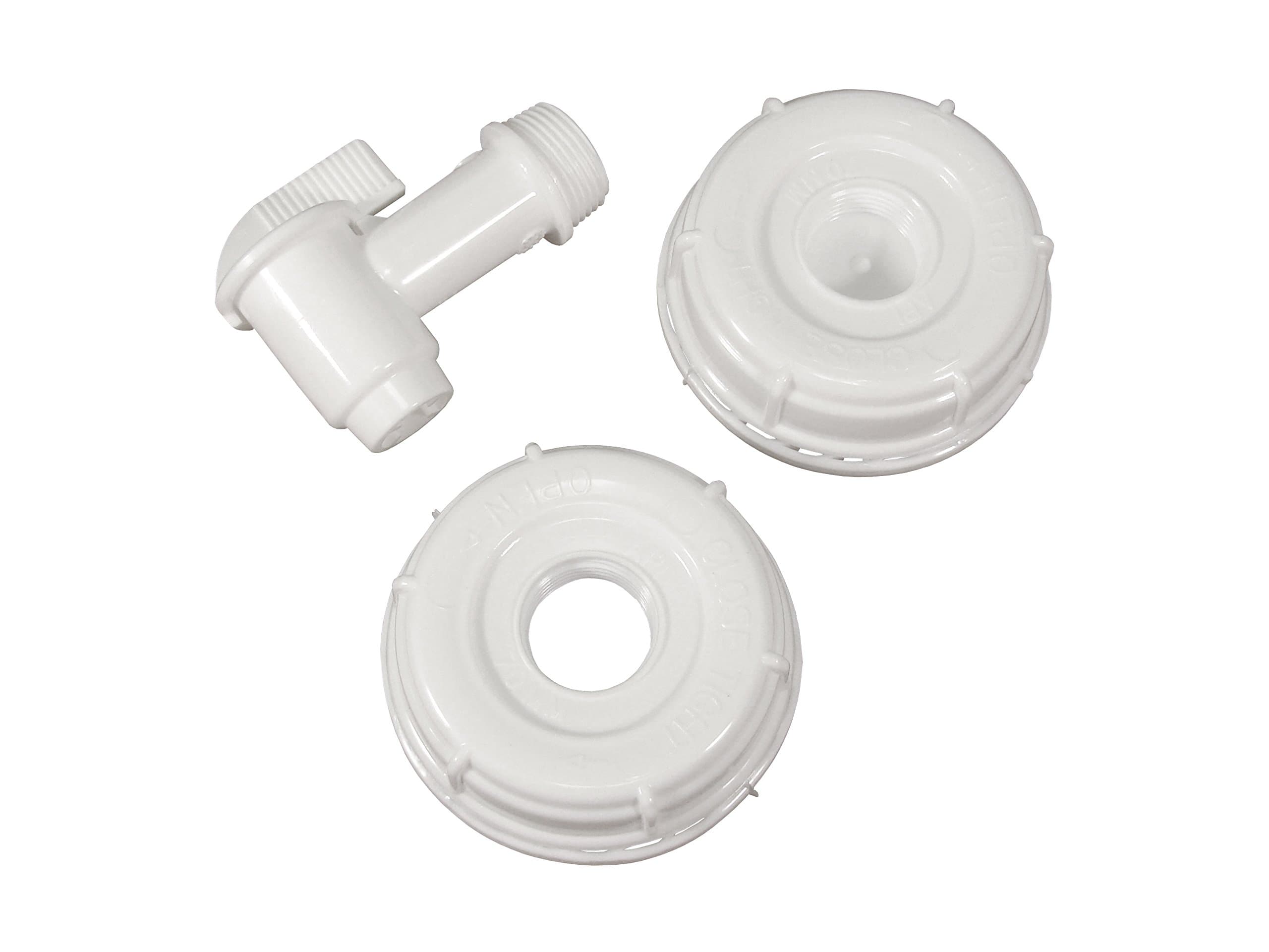 API Kirk Samson Stackers (ONLY) Accessory Kit for 5 and 6 Gallon - (1) 3/4" NPT Spigot and (2) 70mm gasketed caps (one pre-Perforated for use with Spigot)