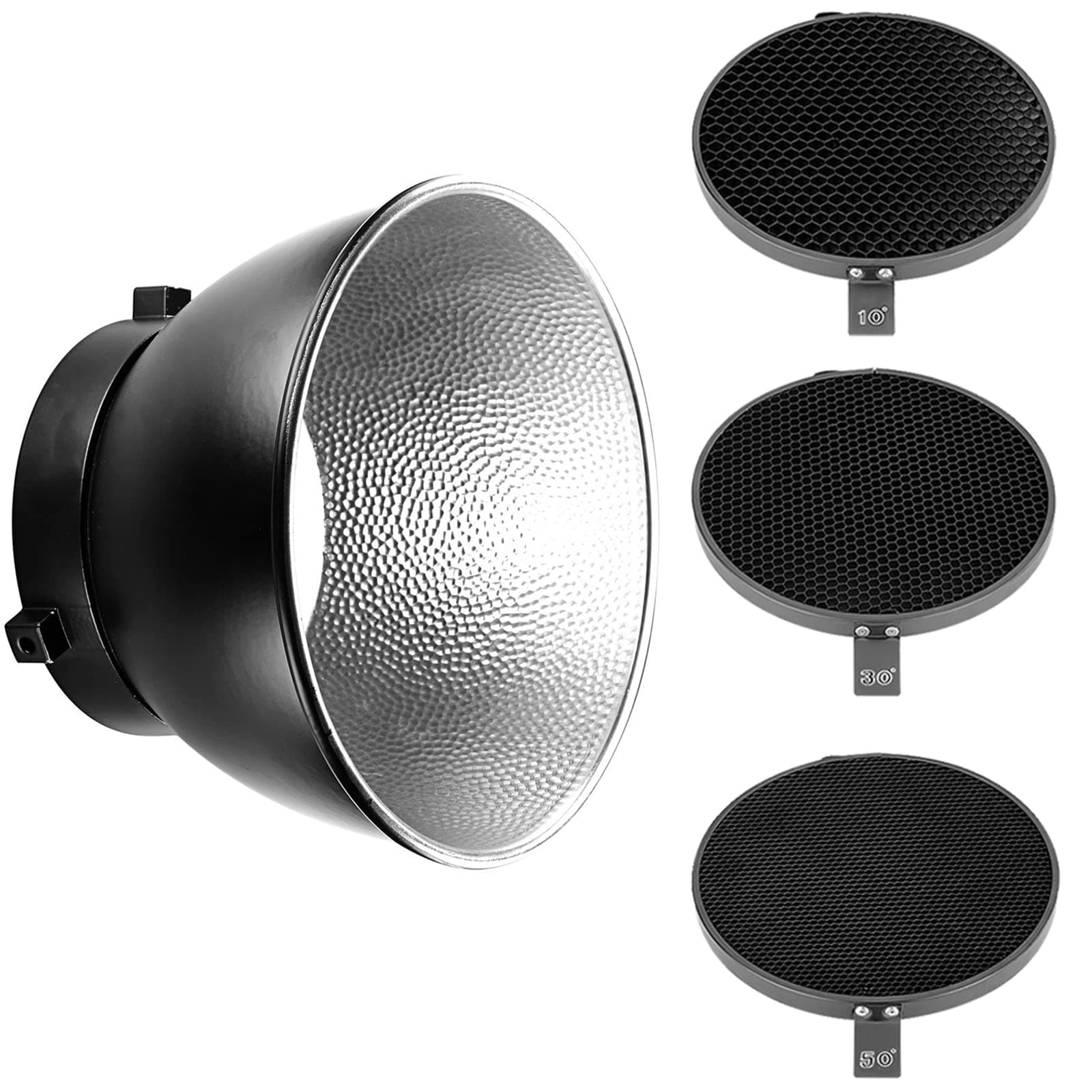 7inch/ 18cm Standard Reflector Diffuser with 10/30/50 Degree Honeycomb Grid for Bowens Mount Studio Light Strobe Flash