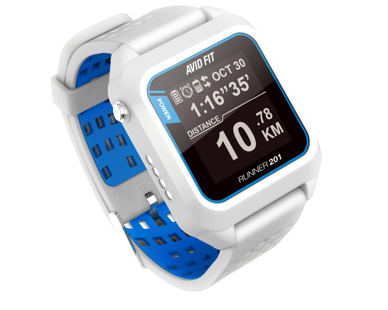 Avid Fit Runner 201 GPS Running Watch with Bluetooth Smart (White/Blue)