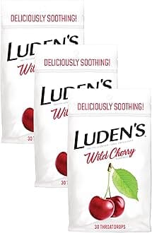 Ludens Sore Throat Drops, for Minor Sore Throat Relief, Wild Cherry, 30 Count (Pack of 3)