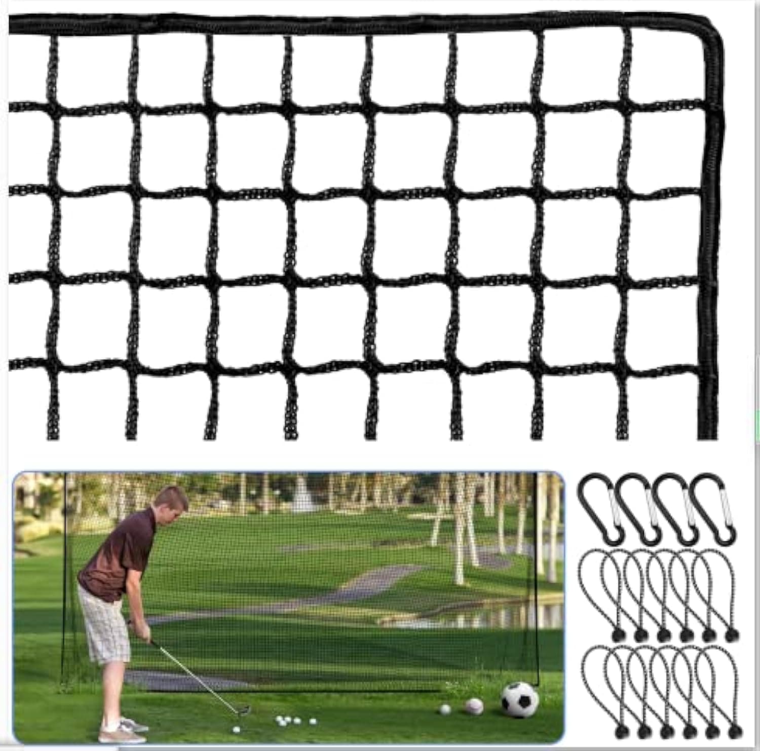 Golf Net,10Ft,15Ft,20Ft,25Ft, 30Ft, 40Ft Golf Practice Net,Sports Practice Barrier Net, Heavy Duty Ball Netting Golf Hitting Net, DIY Ball Net,Baseball Net Hockey Net and Chipping Net