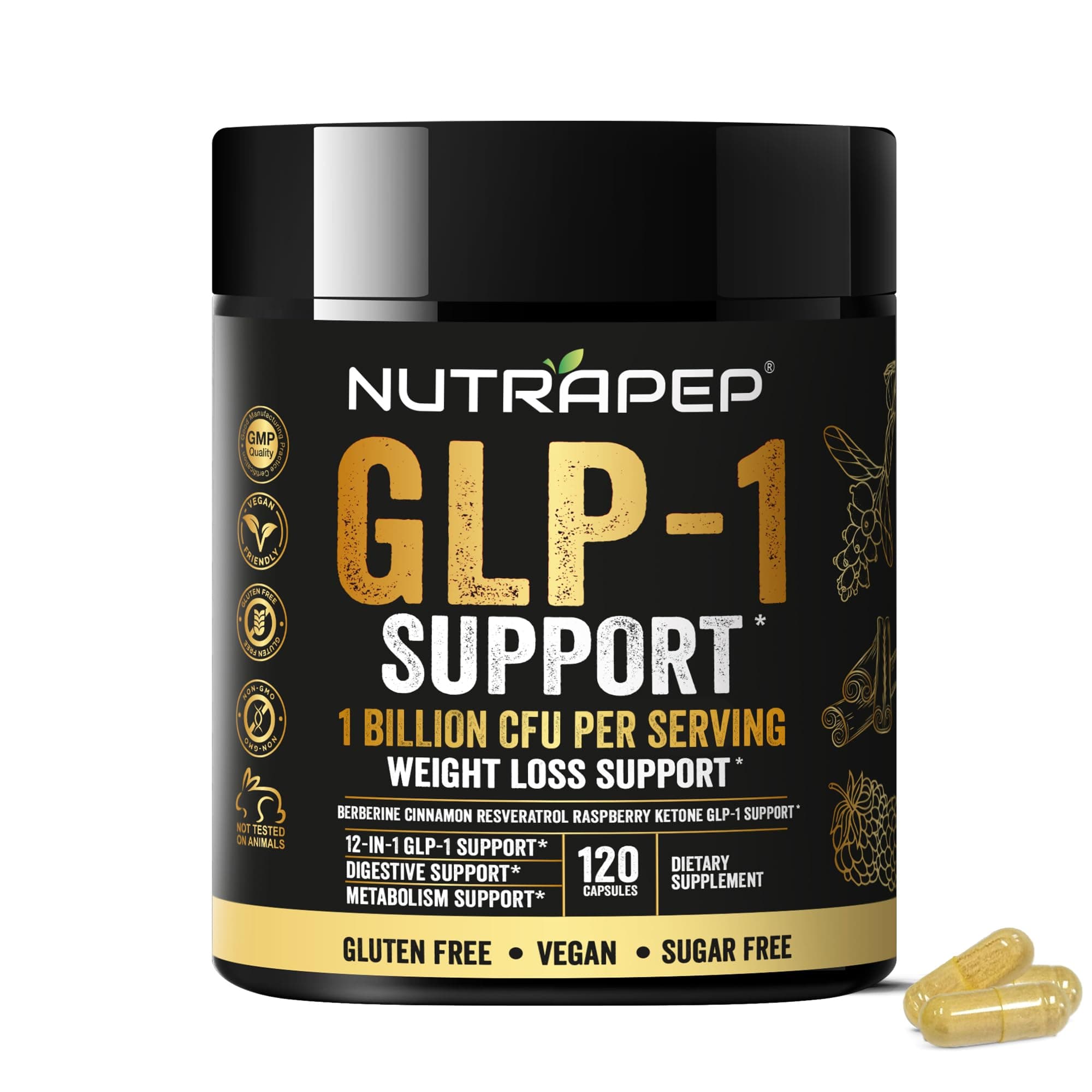 NutraPep GLP-1 Support Probiotic Weight Loss Supplement - Glp1 Support with Berberine for Fat Burn
