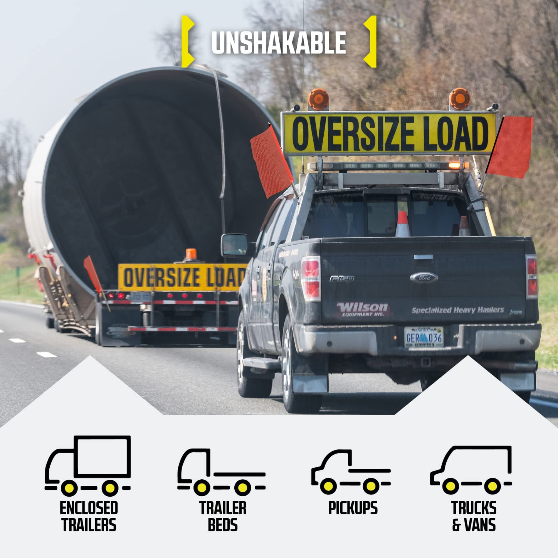 DC Cargo Mall Safety Flags – 2 Pack, 18"x18" Orange Mesh with Wire Loop – Trailer Oversize Load Warning Flags