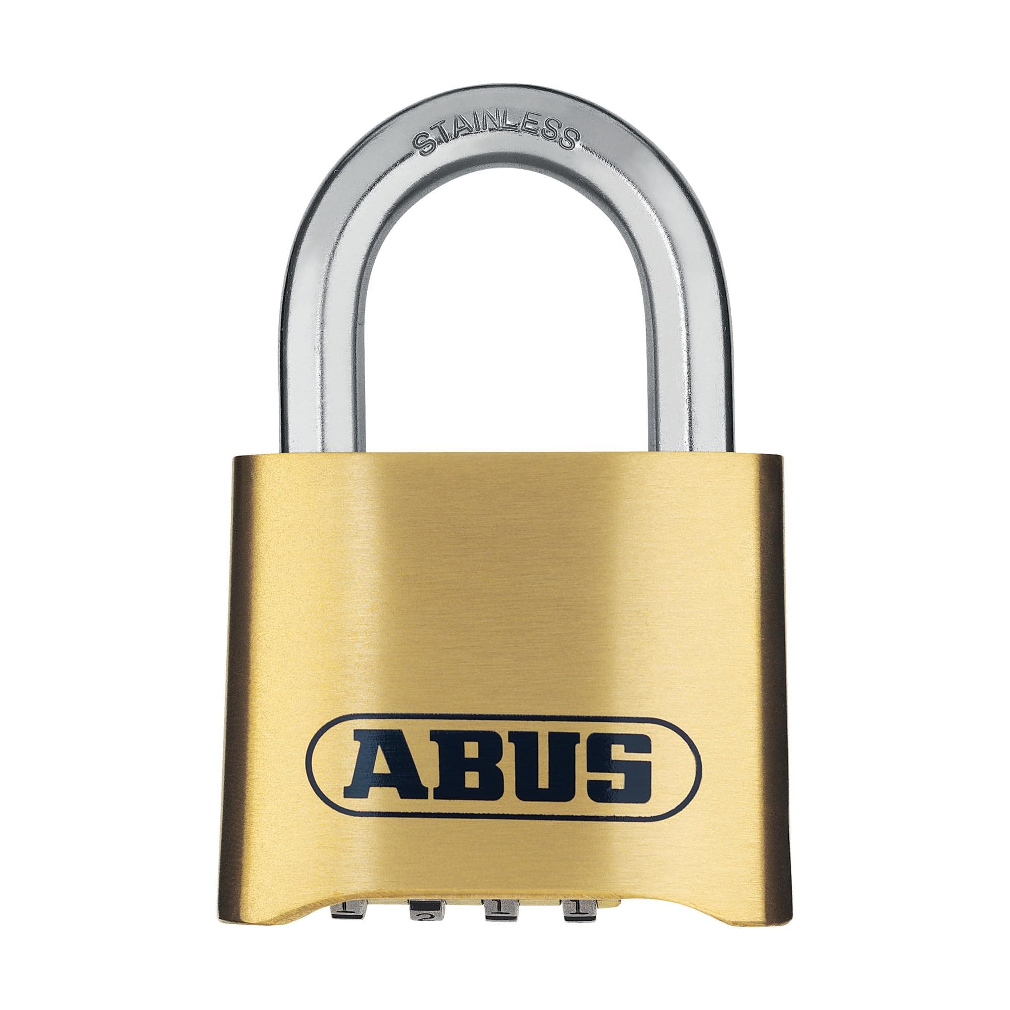ABUS combination lock 180IB/50 - brass padlock - weatherproof - with individually adjustable combination code - security level 5 - brass colours