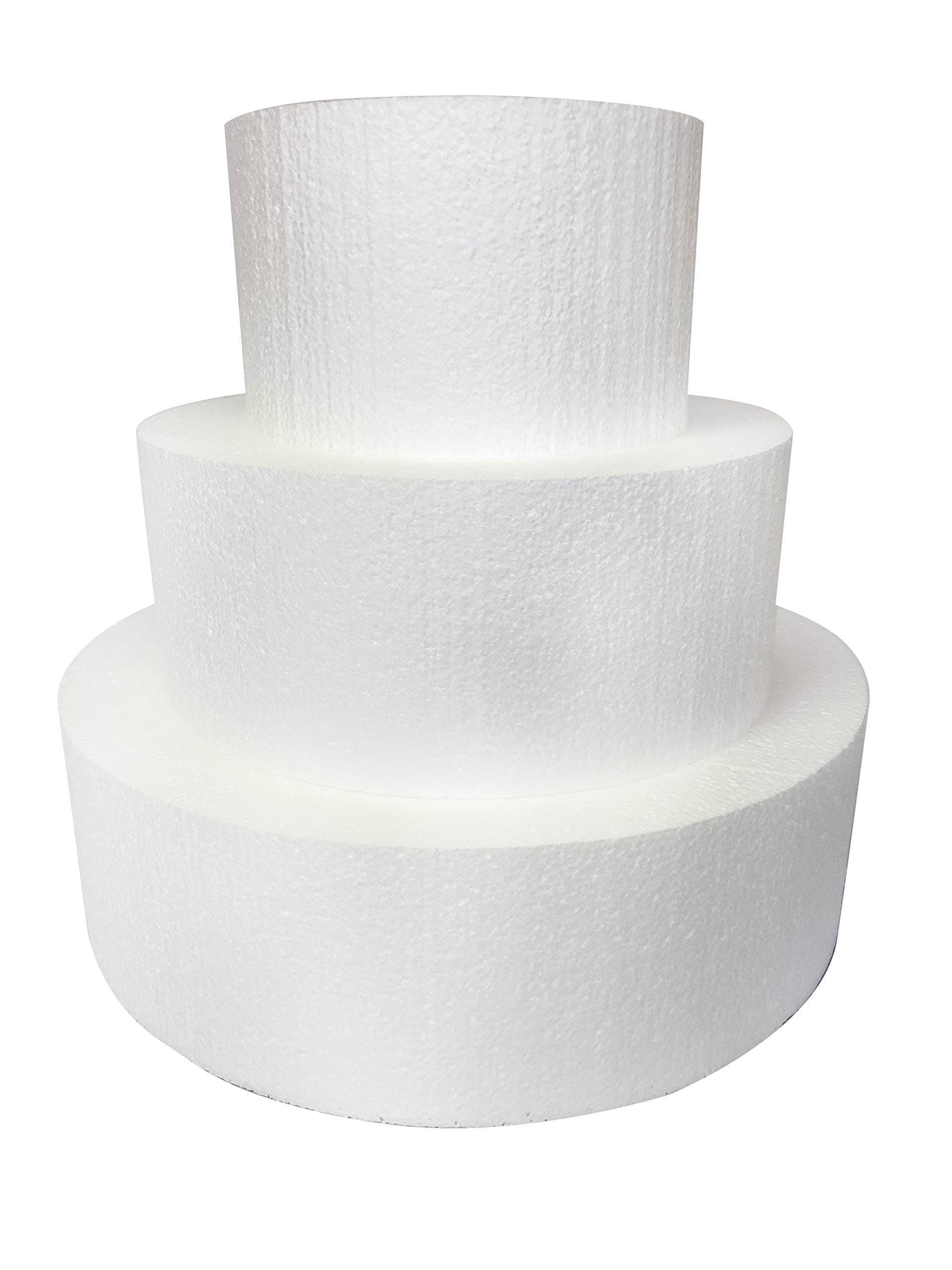 Shape Innovation - Round Cake Dummy Set - 3pcs, 5" High x 8", 12", & 16" Round - Perfect for Wedding, Birthday & Display Cakes
