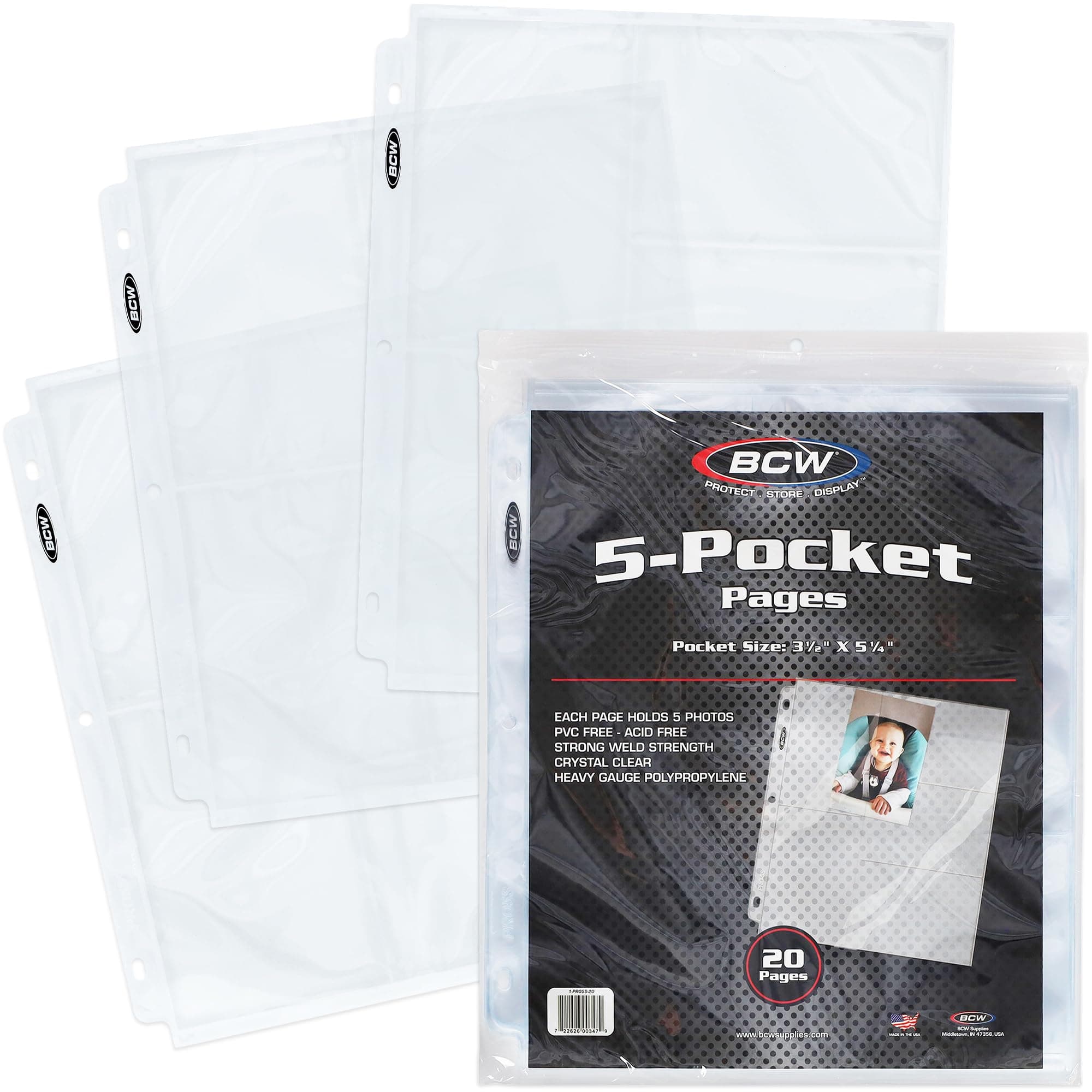 BCW Pro 5-Pocket 3x5 Side Loading Page (20 ct Pack)