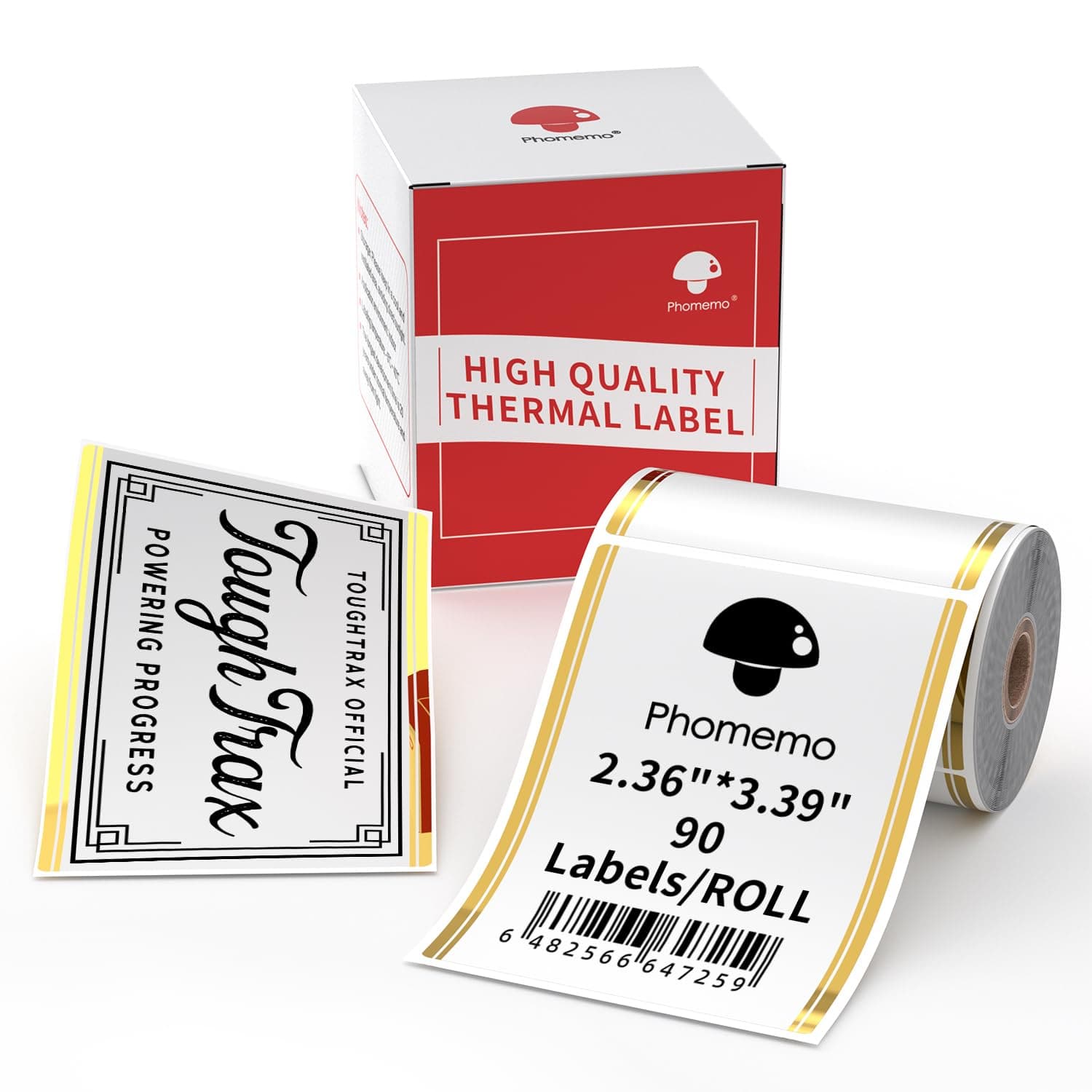 Thermal Labels for M220/M250/M221 Label Maker, 2.36"x3.39"(60x86mm), 90 Labels/Roll, for Halloween, Barcode, Address, Name, Logo, DIY, Home Tag, Gold Linear Border