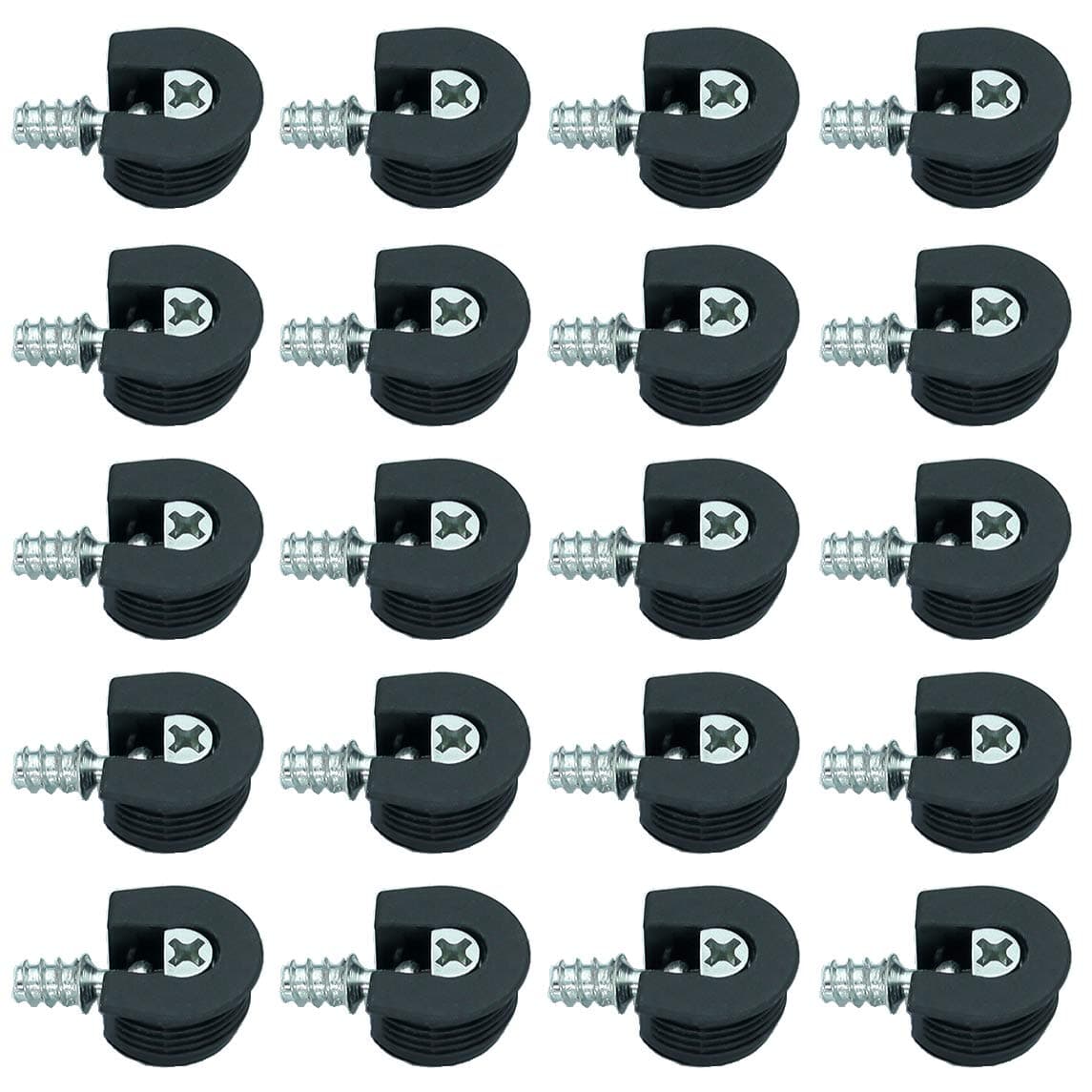 20 Pieces Thread Cam Lock Shelf Support Pin Cam Lock Cabinet Shelf Support Holder Bracket Studs Pins for Furniture Kitchen Cabinet, Black