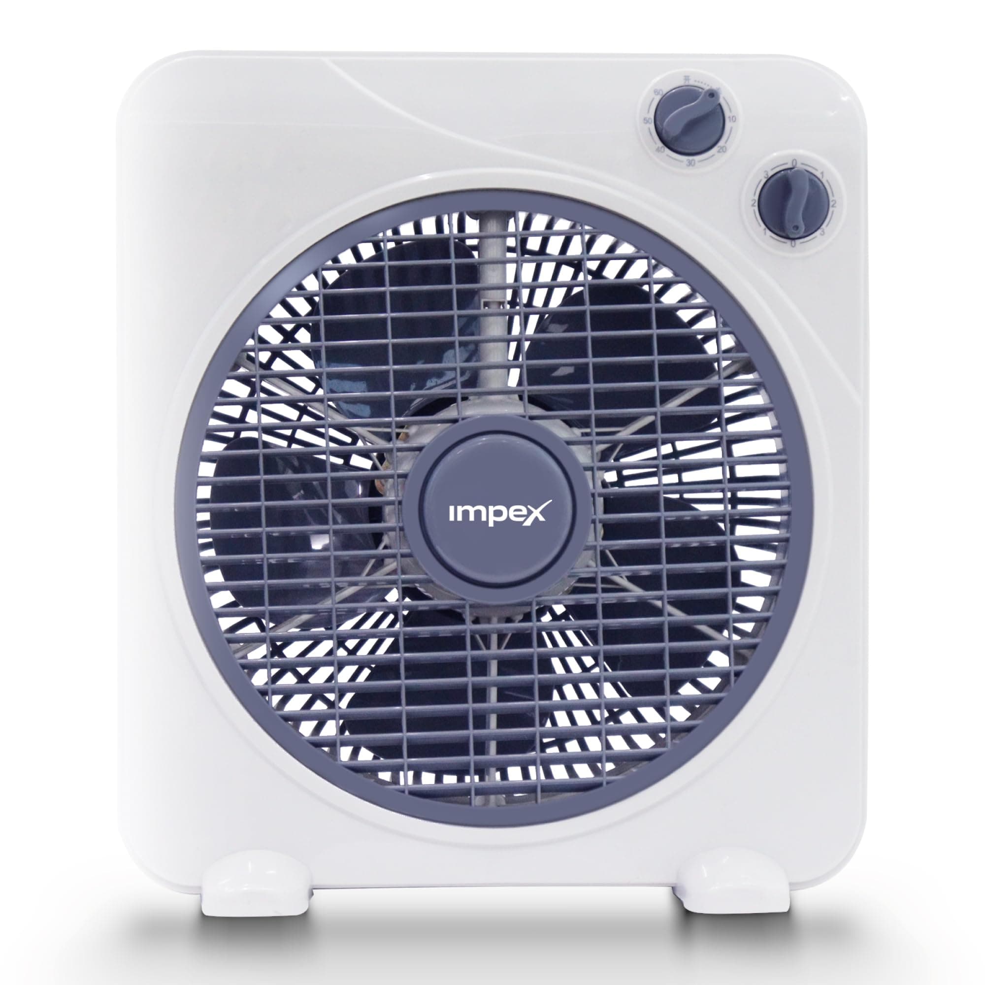 Impex Box Fan With 3 Speed Modes, 60-Minute Timer, Copper Motor, Strong Safety Grill Guard, AC 220-240V, Strong Safety Grill Guard for Childs Protection (10 Inch Box Fan)