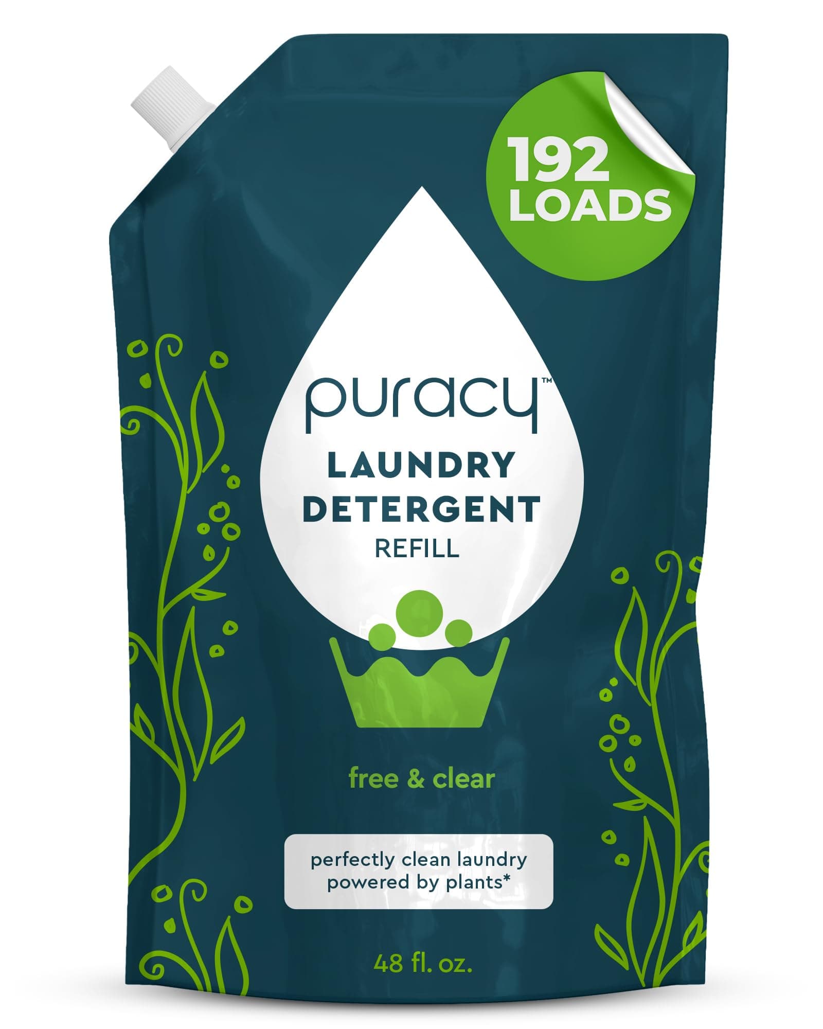- Puracy Laundry Detergent Refill - Enzyme-Powered Liquid Detergent Concentrate, Natural Laundry Detergent Seen on TikTok, Non-Toxic (Free & Clear, 48 fl oz, 192 Loads)