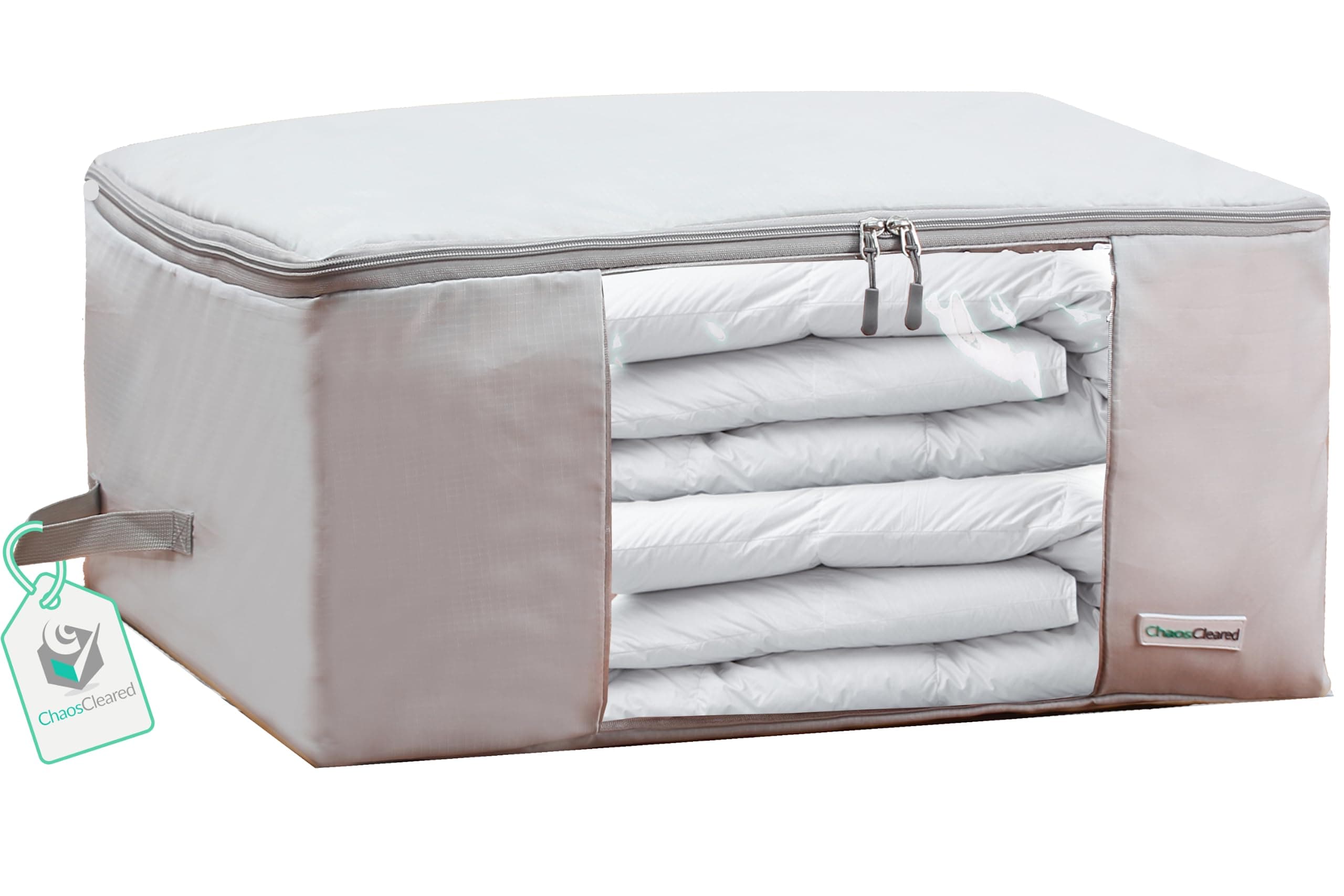 Comforter Storage Bag - Folding Organizer bag for King/Queen Comforters, Pillows, Blankets, Bedding/Quilt, Blanket, Duvet, Mothproof Space Saver; Large Collapsible Organizers, 24"x14"x11"