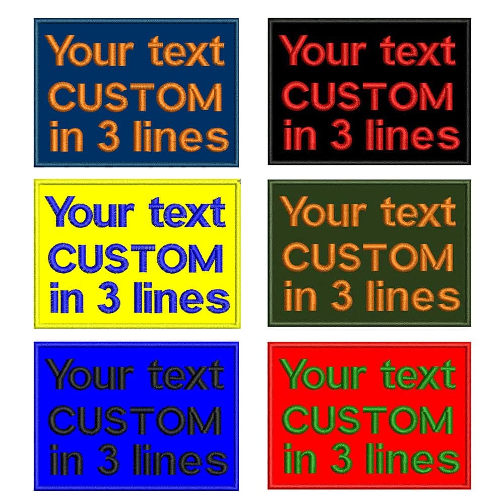 Custom Military Name Patch with 3 Lines, 2pcs Personalized Embroidery Name Patch with Hook Fastener & Iron on Patch for Clothing Bags Work Shirt