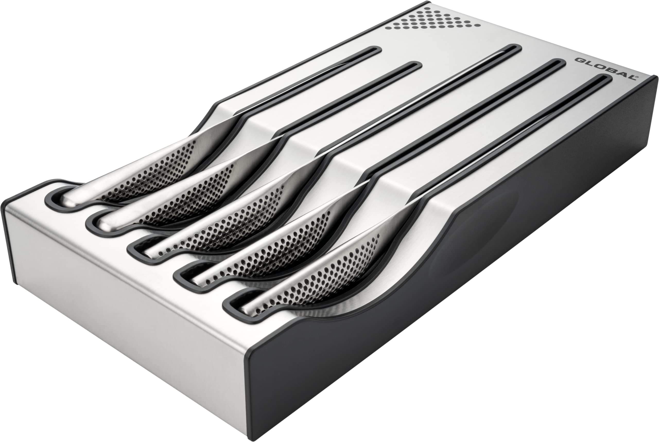 Global 5 Piece Large Knife Set with Rack