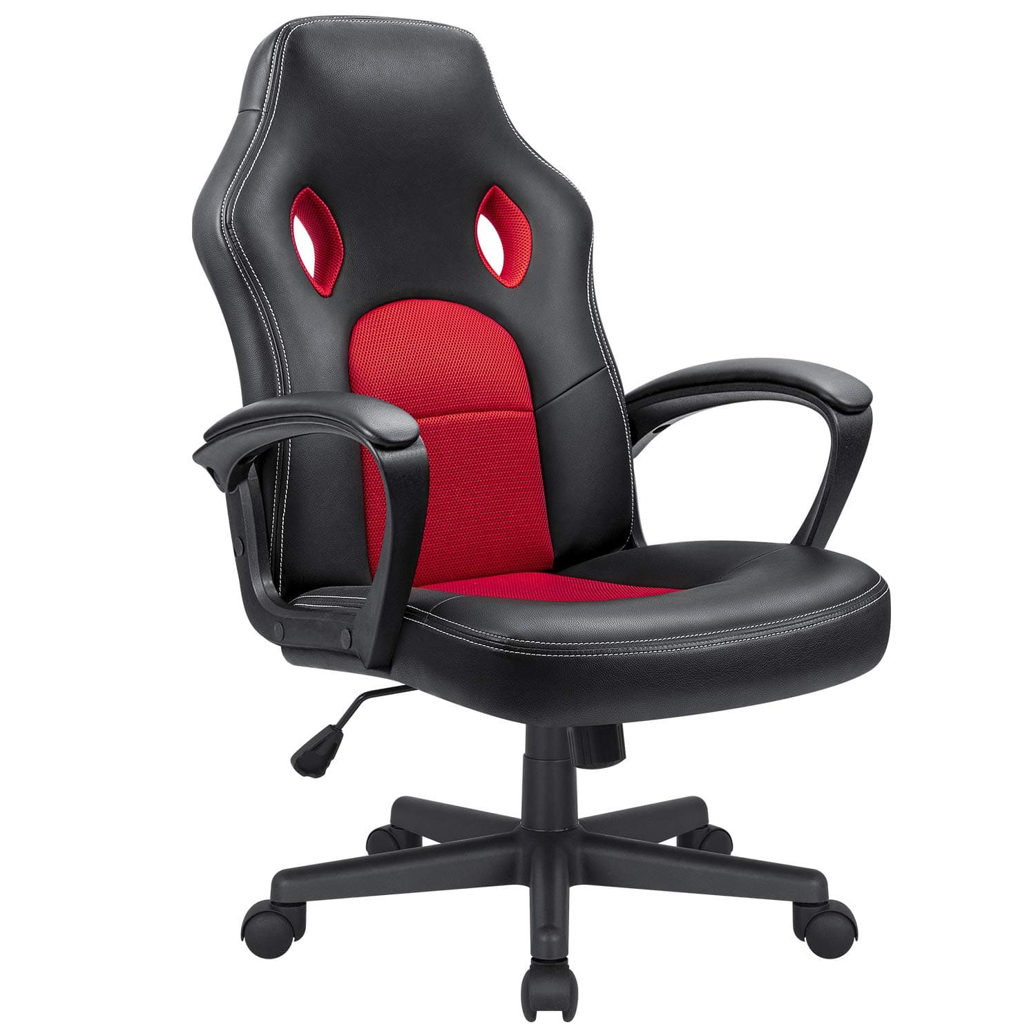 Office High Back Leather Computer Ergonomic Height Adjustable Racing Game Desk Executive Conference Task Chair, 19.5" x 20.1" x 44.2", Red
