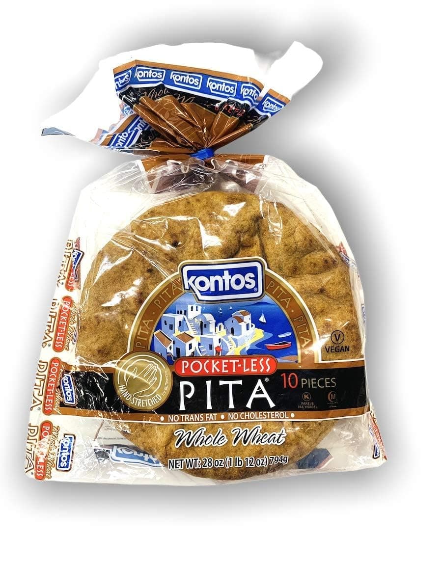 Kontos Bakery, Whole Wheat Smart Pockets Pita Bread, Low Sodium, Low Calorie, Naturally Vegan, Cholesterol Free ( 28oz, 10 Pita Breads Total)