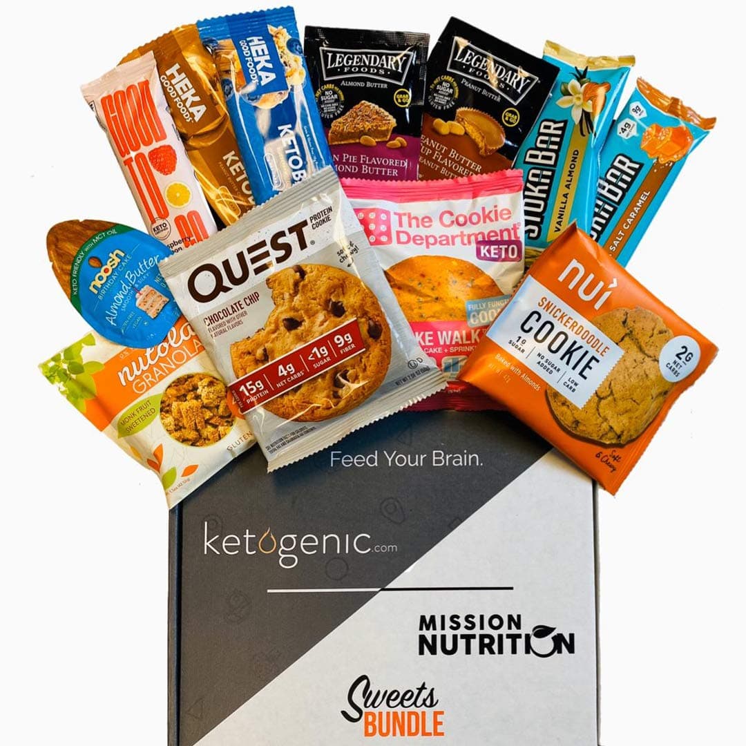 Keto Snack Sweets Bundle Gift Box: Low Carb/ Low Sugar / High Fat Ketogenic Diet Snacks, Keto Bars, Keto Cookies, Keto Spreads, Keto Granola