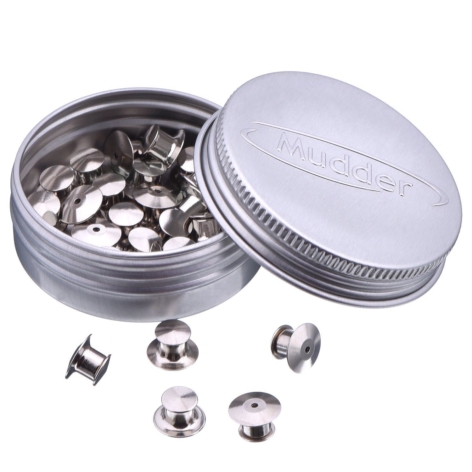 30 Pcs Silver pin Badge Locking Backs,Metal Locking Pin Back for Brooch Lapel Clasp